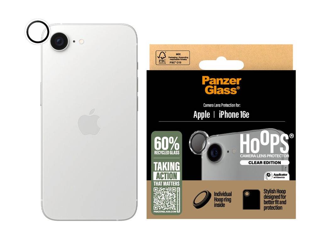 Schutzglass Hoops Lens Protector iPhone 16e – Klares gehärtetes Glas