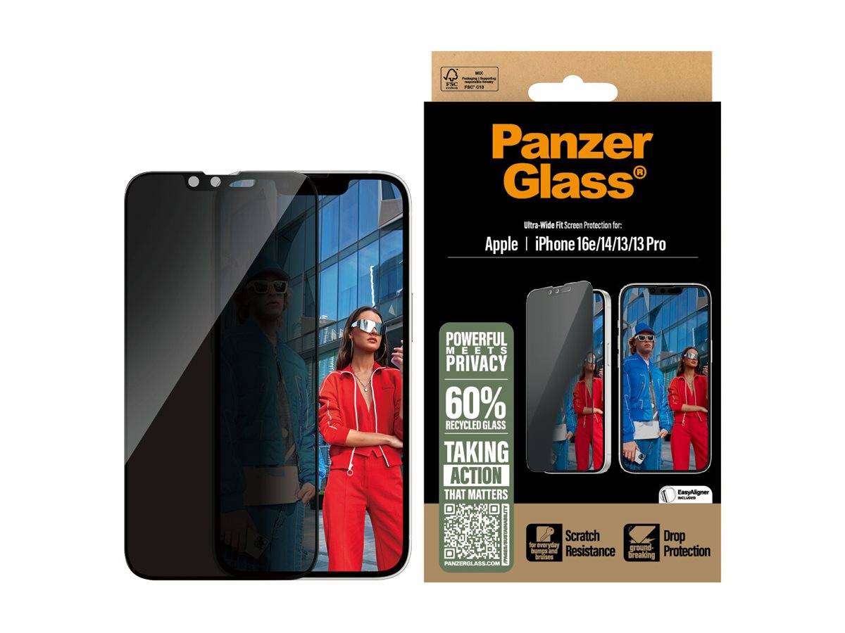 PanzerGlass Privacy UWF iPhone 16e. 14. 13. 13 Pro
