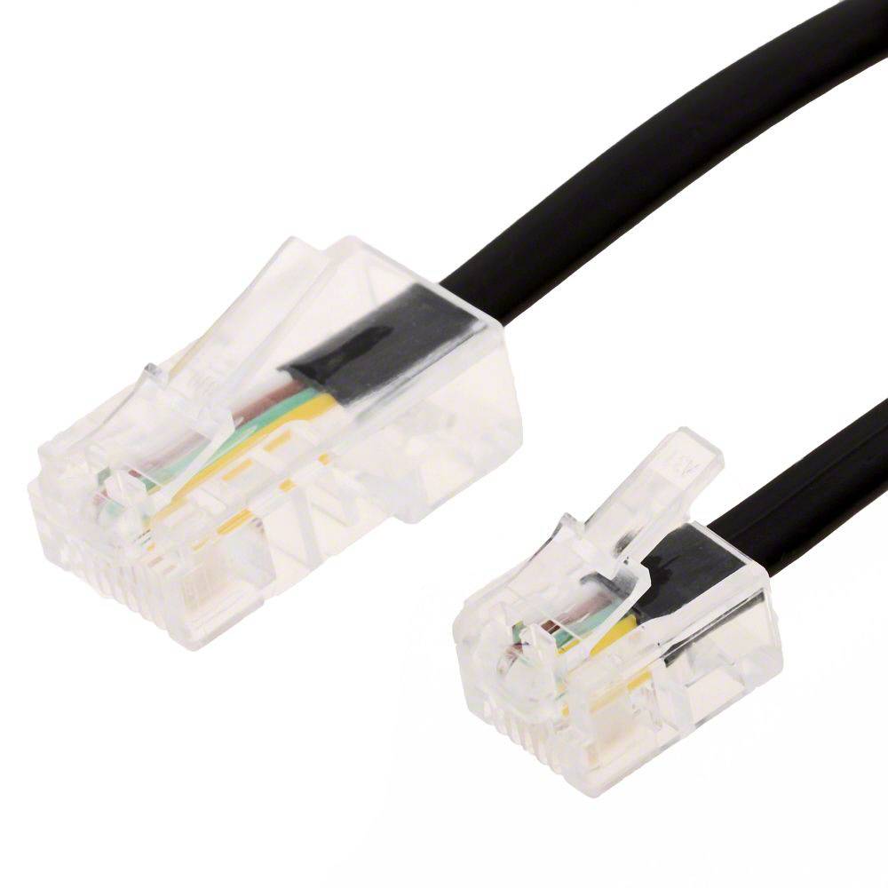 helos Anschlusskabel RJ45/RJ11 (8P4C/6P4C) 4-adrig 3 m, schwarz, lose