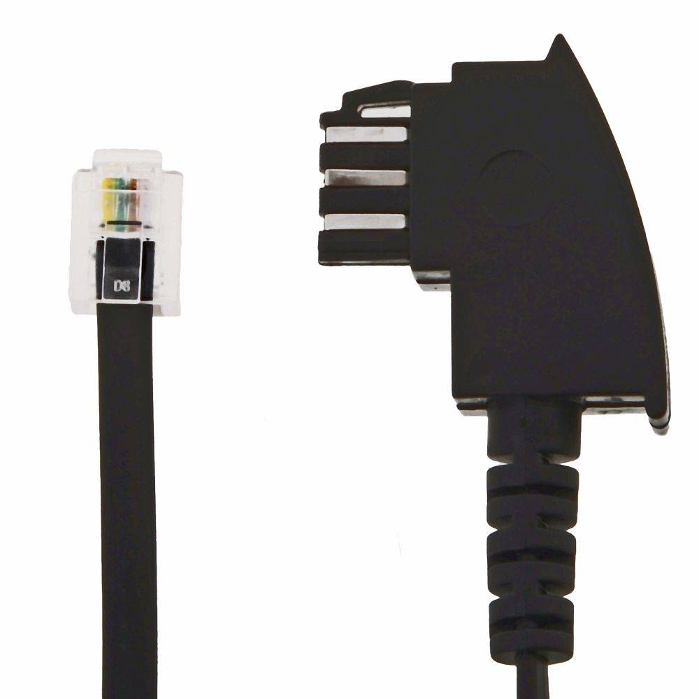 Helos Anschlusskabel TAE F/6P4C, 4-adrig, 20 m, US-Std, schwarz, lose