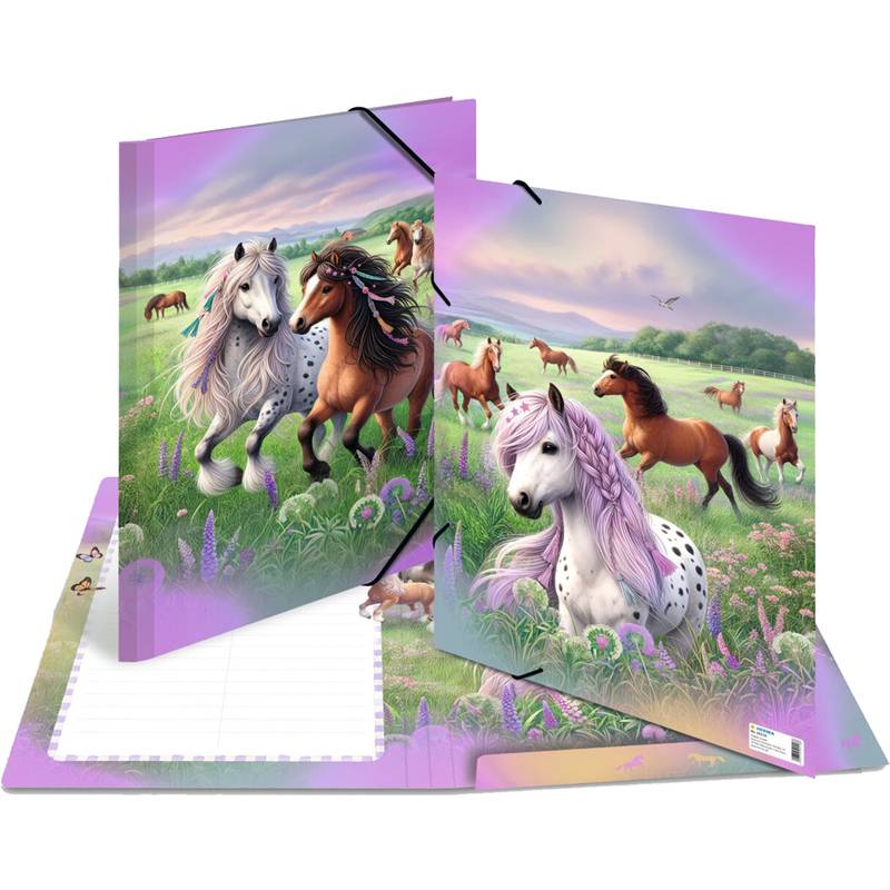 HERMA Eckspannermappe "Pferdewelt", Karton, DIN A3