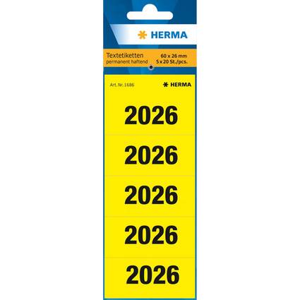 HERMA Ordner-Inhaltsschild "2026", 60 x 26 mm, bedruckt