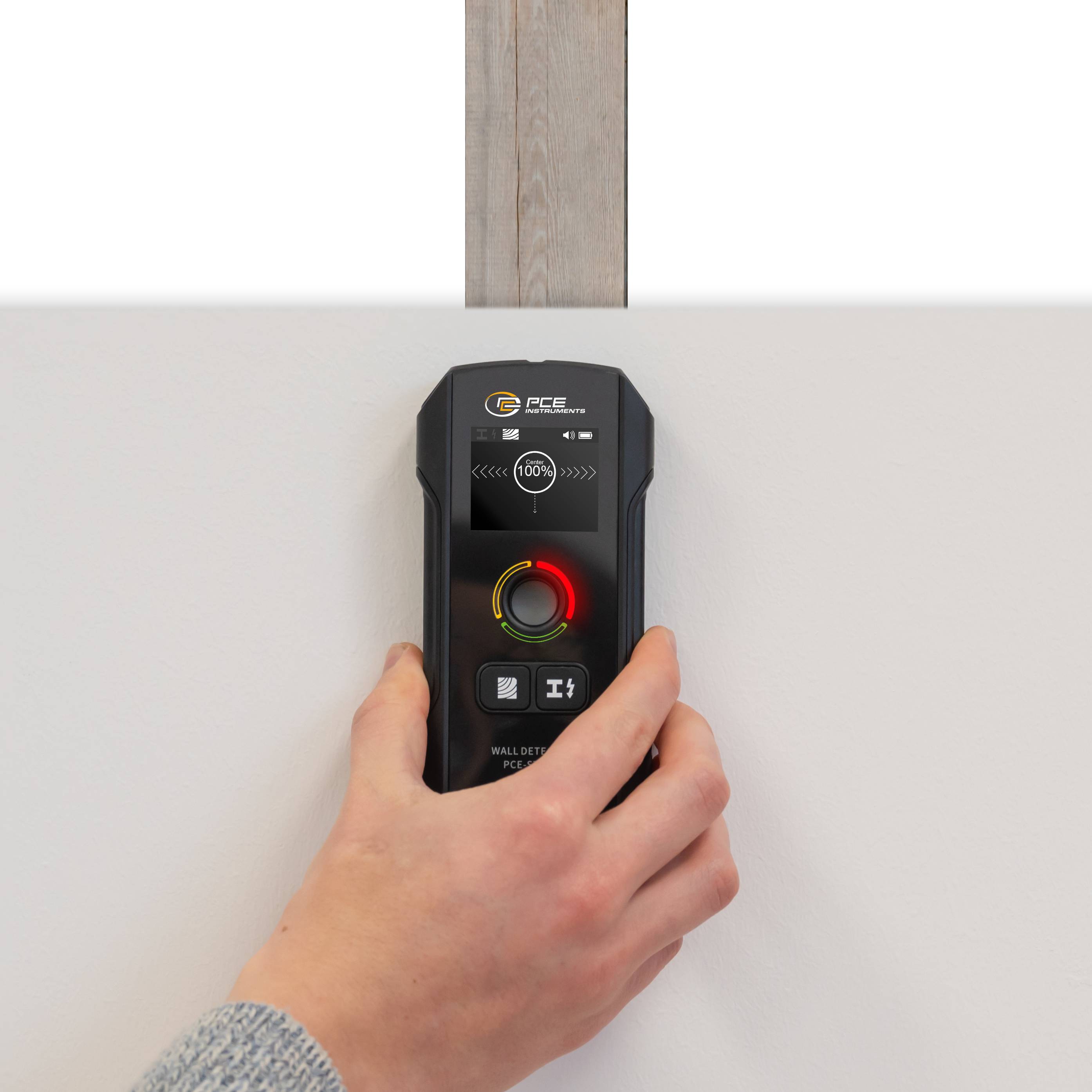 PCE Instruments Kabelsucher mit Markierungsloch PCE-STM 10 |Metall Holzbalken Stromleitungen |Alarm visuell akustisch