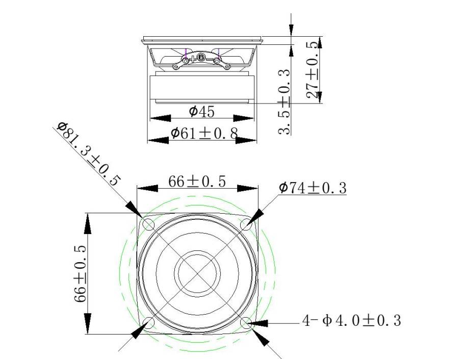 XLY 66-45P-H83 Quadratischer Lautsprecher