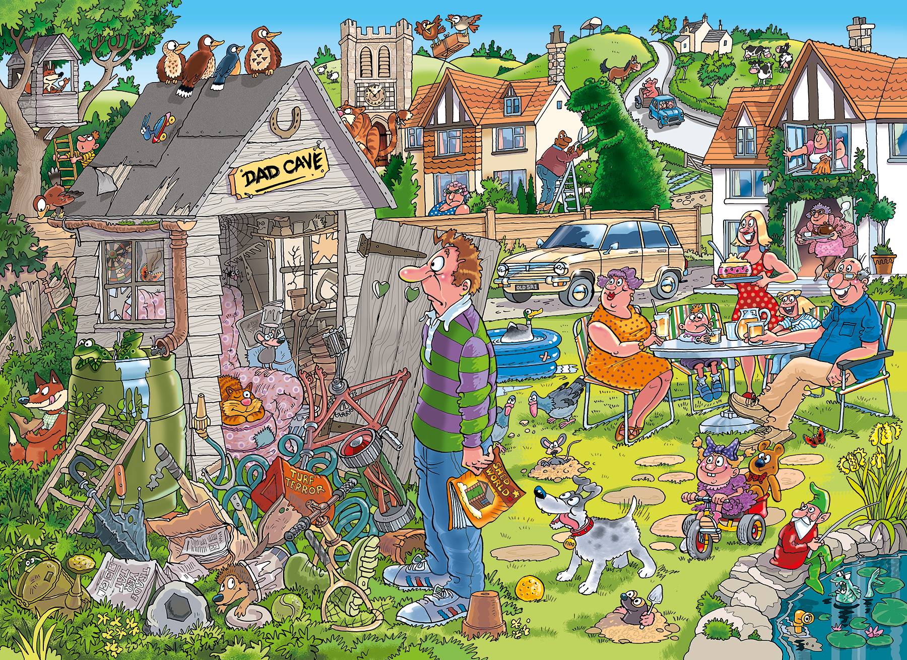 Wasgij Destiny 28, Papas Gartenhaus, 1000 Teile Puzzle