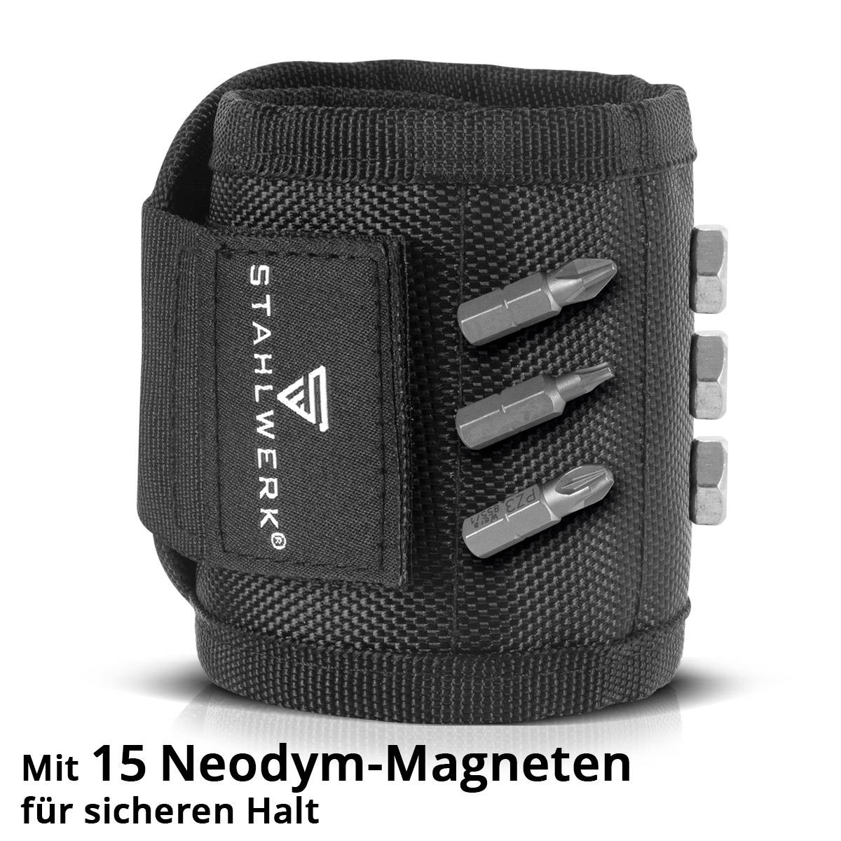 STAHLWERK 2 x Magnet-Armband für Heim-Handwerker mit Klettverschluss