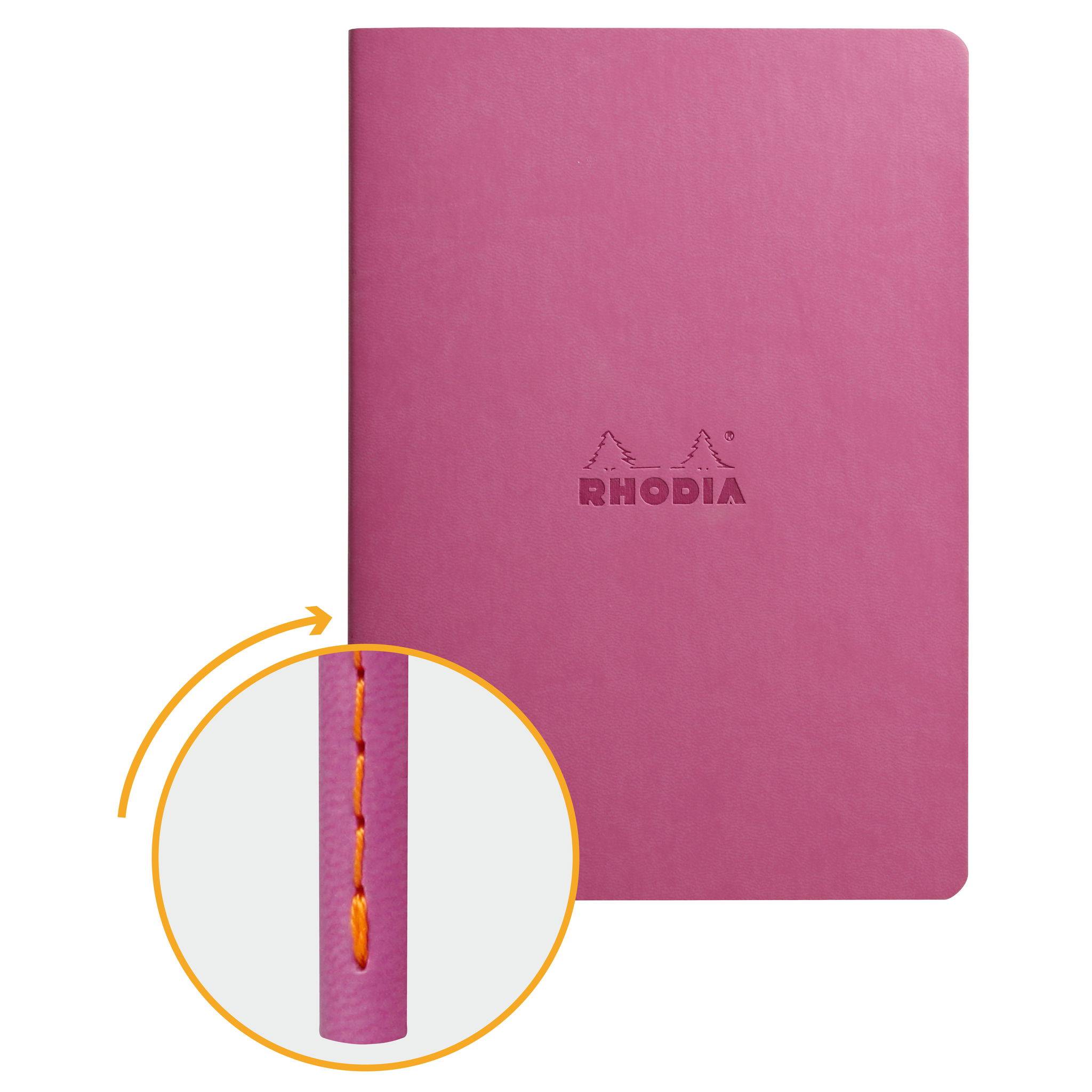 Rhodia Notizheft A5, 32 Bl dots/kariert, Papier 90g elfenbein Flieder 116461C