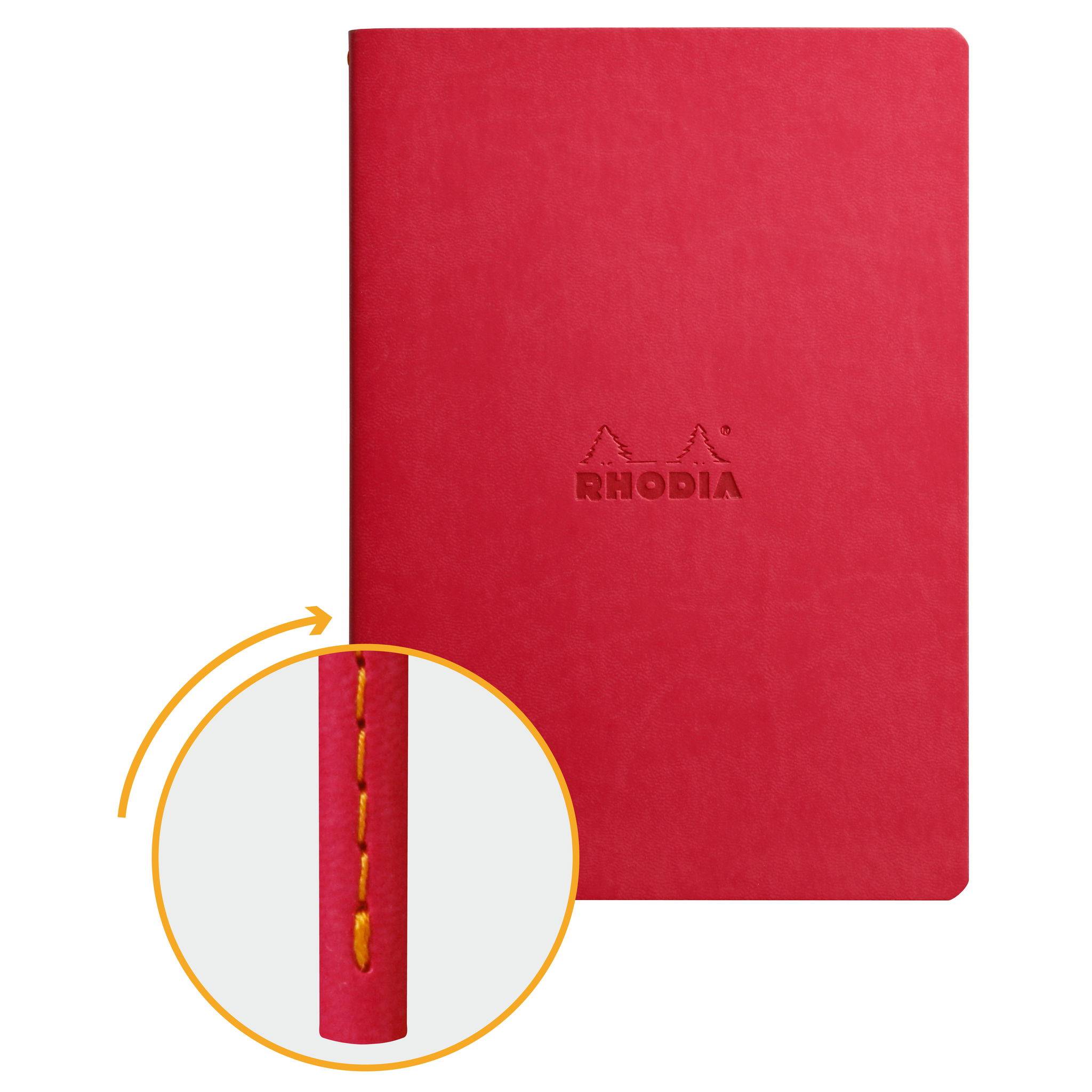 Rhodia Notizheft A5, 32 Bl dots/kariert, Papier 90g elfenbein Mohnrot 116463C