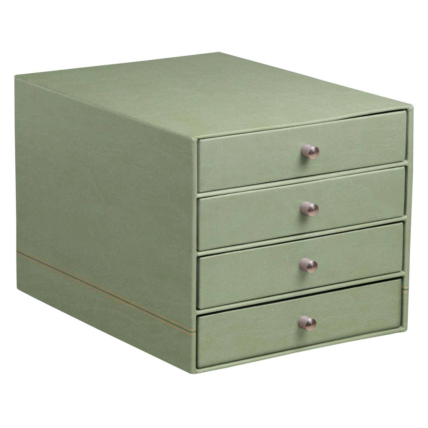 Rhodia Schubladenbox mit 4 Laden Kunstleder 24,8x32 ,7x22,8cm Seladon 194577C