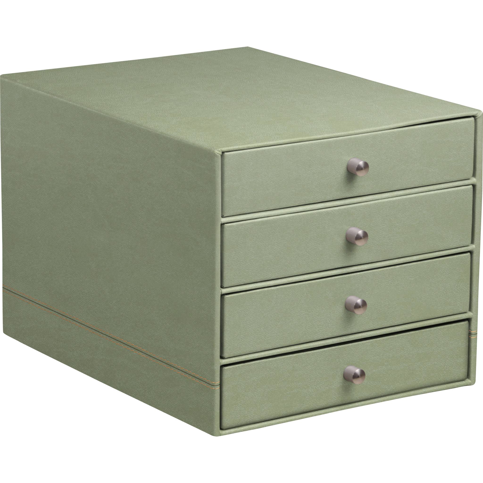Rhodia Schubladenbox mit 4 Laden Kunstleder 24,8x32 ,7x22,8cm Seladon 194577C