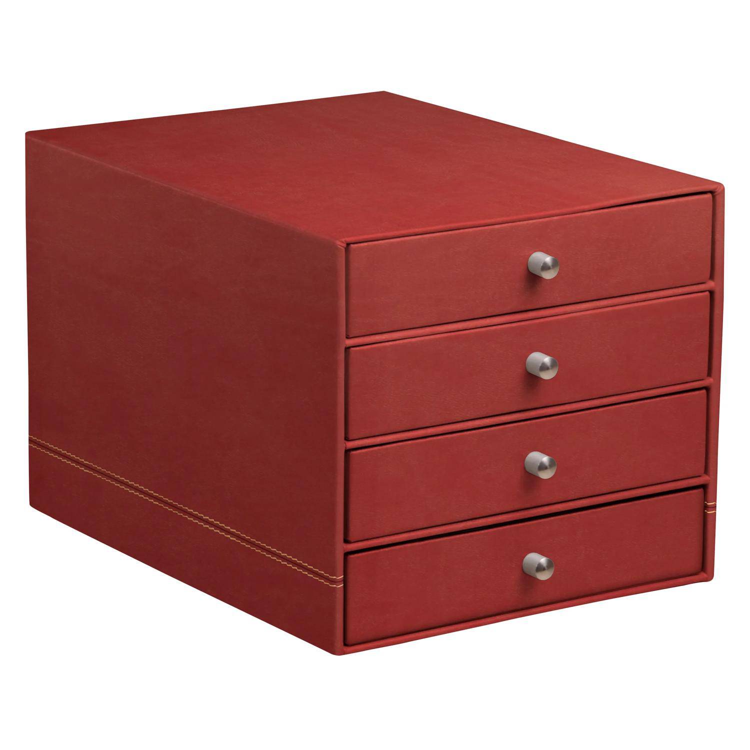 Rhodia Schubladenbox mit 4 Laden Kunstleder 24,8x32 ,7x22,8cm Nacarat 194573C