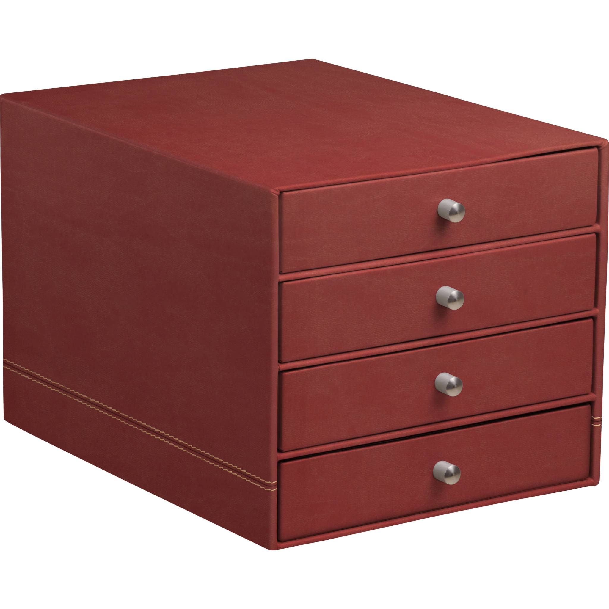 Rhodia Schubladenbox mit 4 Laden Kunstleder 24,8x32 ,7x22,8cm Nacarat 194573C