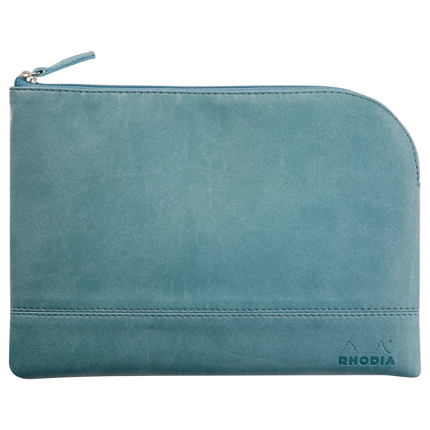 Rhodia Rhodiarama Etui Kunstleder Reißverschluss, 16x22 cm Wassergrün 116635C