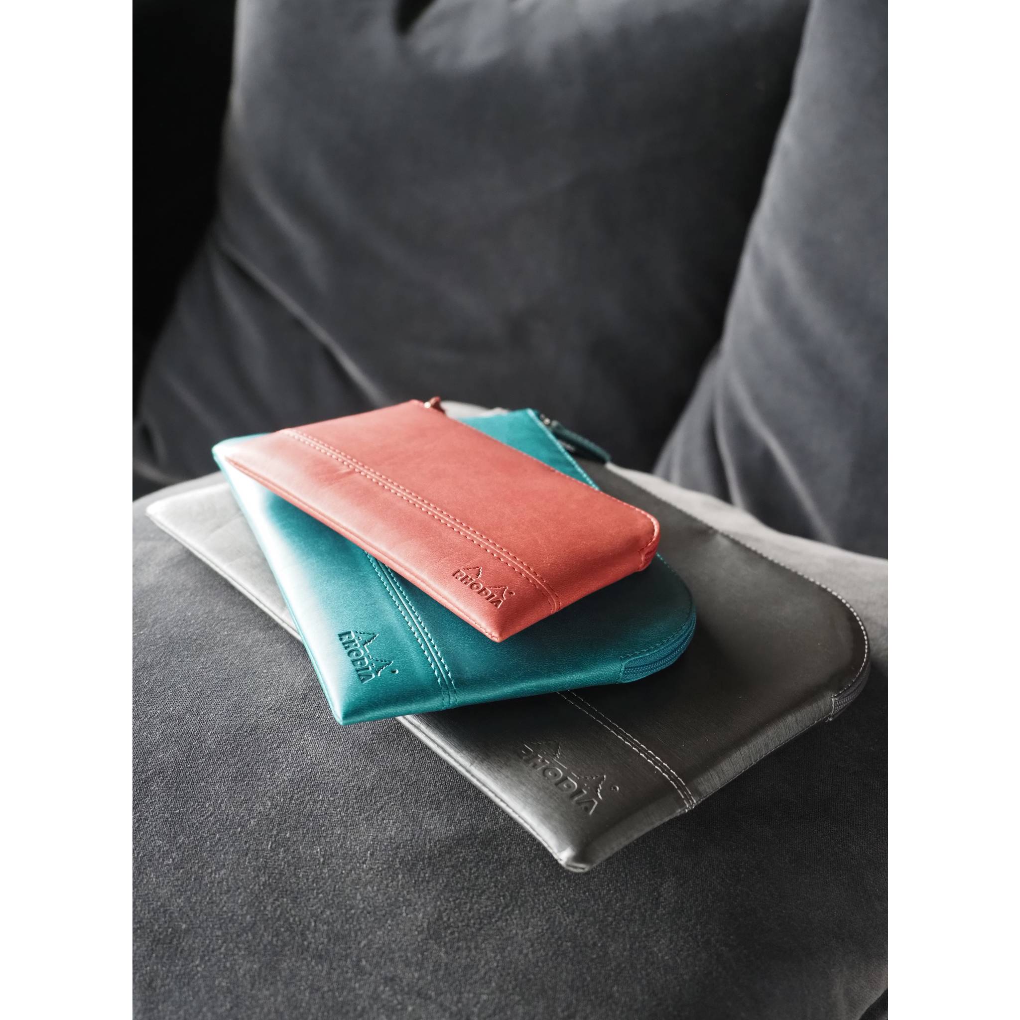 Rhodia Rhodiarama Etui aus Kunstleder Reißverschluss, 21x28 cm Pfaugrün 116734C