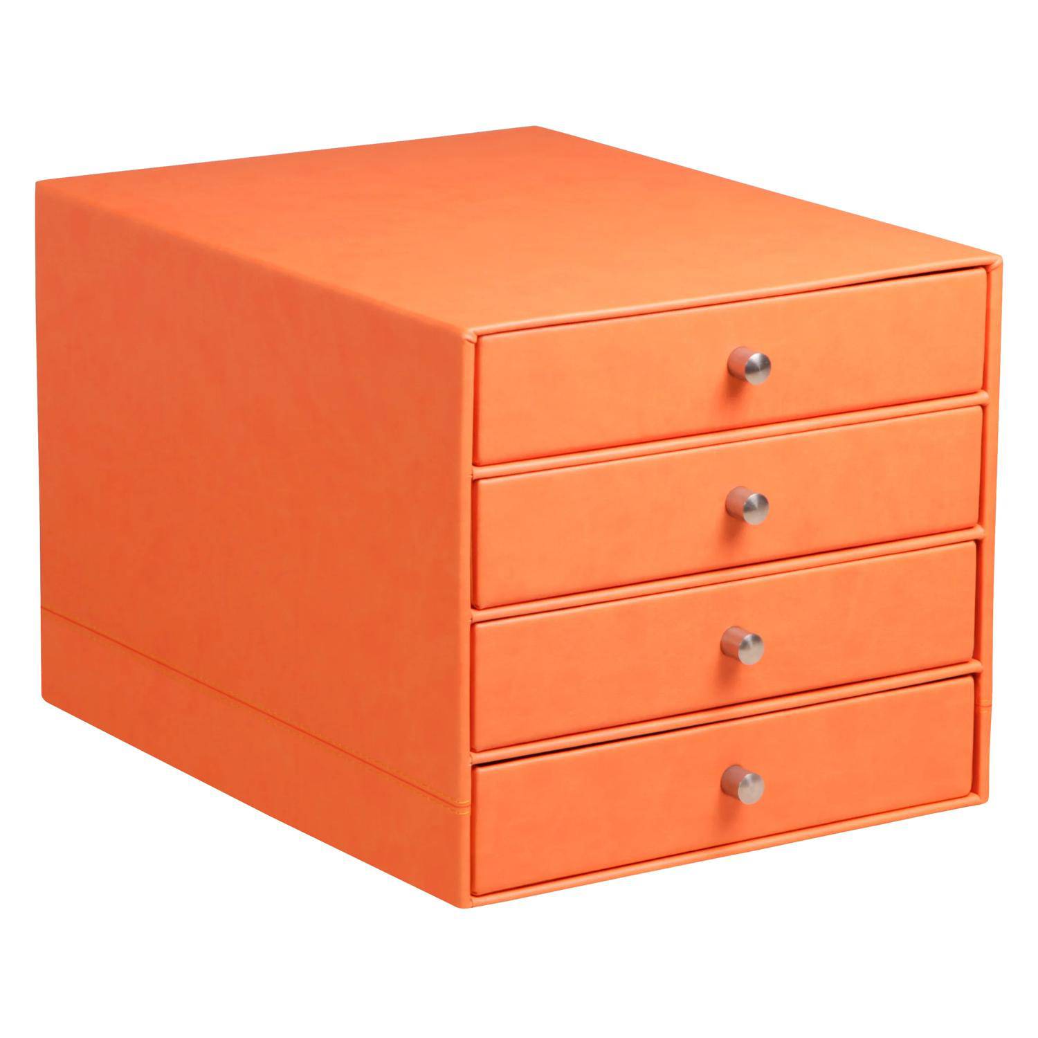 Rhodia Schubladenbox mit 4 Laden Kunstleder 24,8x32 ,7x22,8cm Tangerine 318964C
