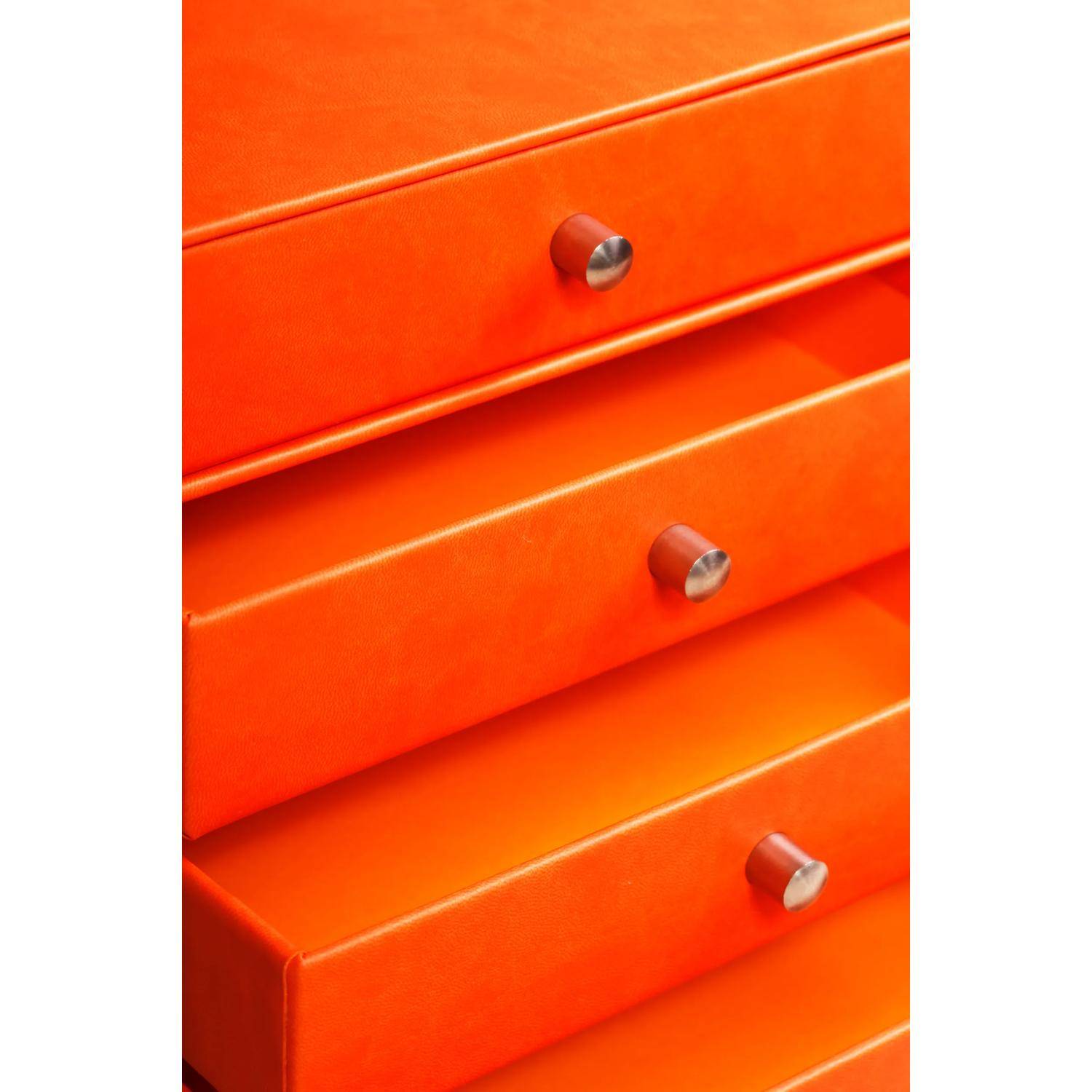 Rhodia Schubladenbox mit 4 Laden Kunstleder 24,8x32 ,7x22,8cm Tangerine 318964C