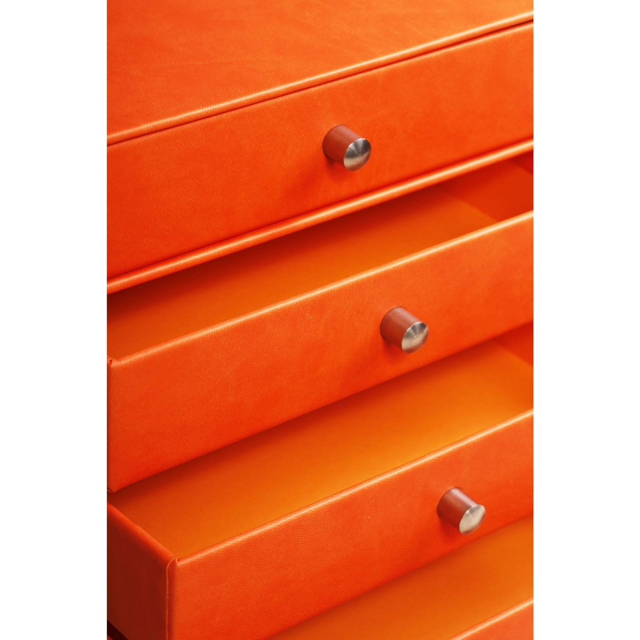 Rhodia Schubladenbox mit 4 Laden Kunstleder 24,8x32 ,7x22,8cm Tangerine 318964C