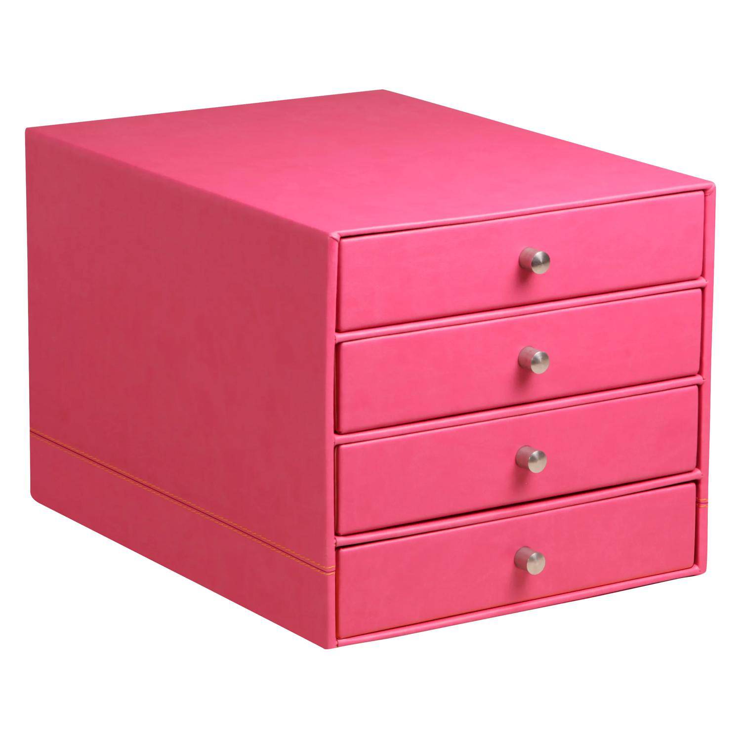 Rhodia Schubladenbox mit 4 Laden Kunstleder 24,8x32 ,7x22,8cm Himbeer 318962C