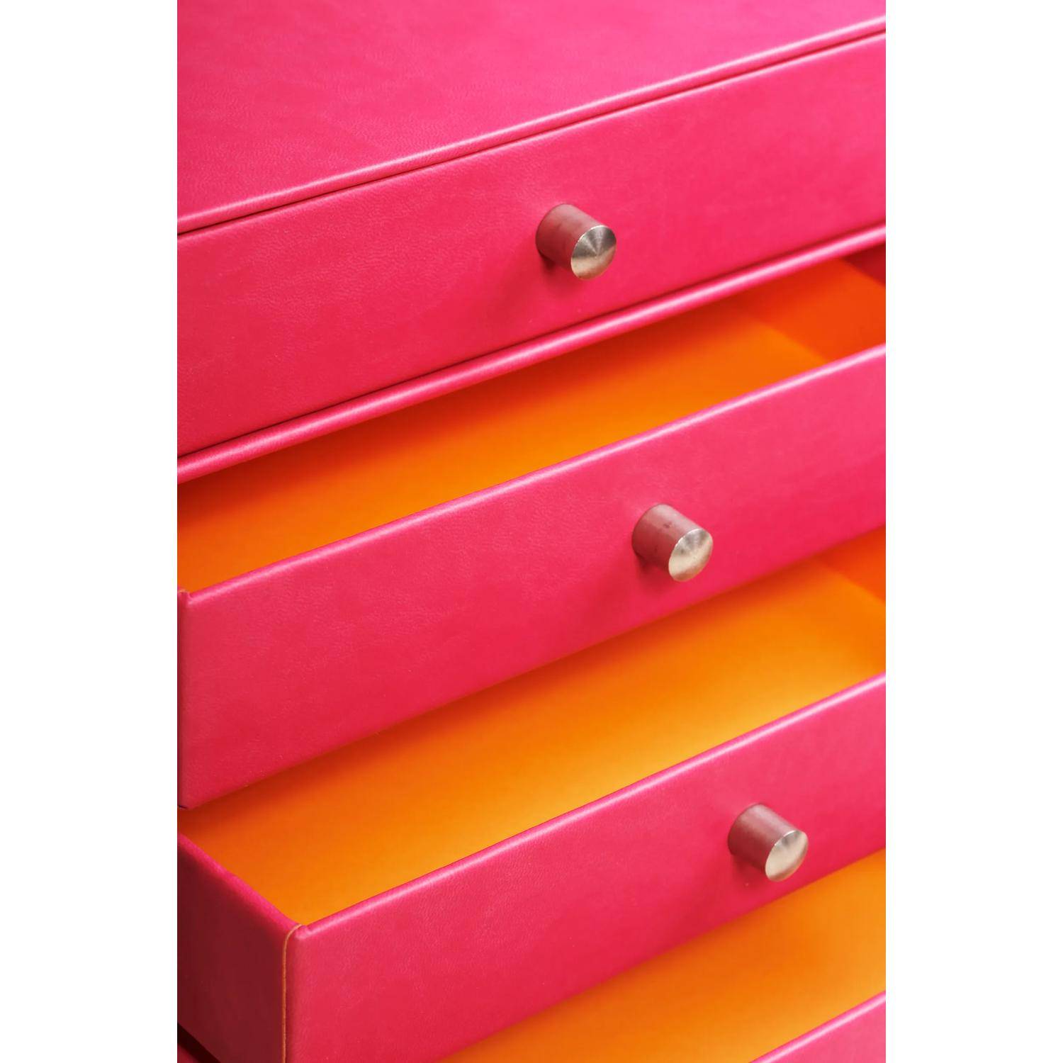 Rhodia Schubladenbox mit 4 Laden Kunstleder 24,8x32 ,7x22,8cm Himbeer 318962C