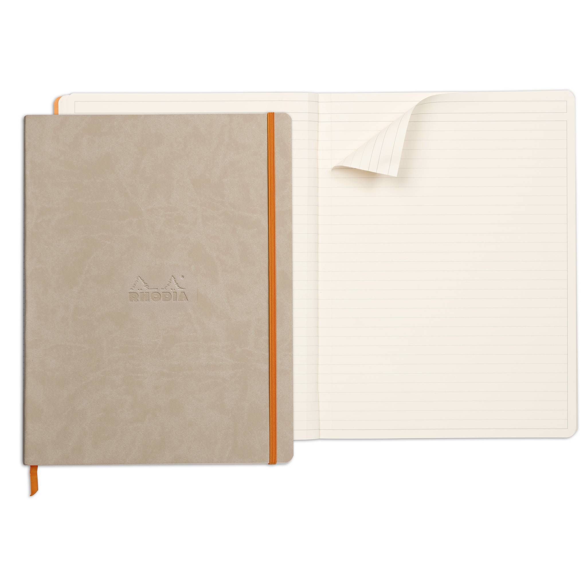 Rhodia Notizbuch A4+, 80 Bl liniert Kopfleiste, Papier 90g, Beige 117705C