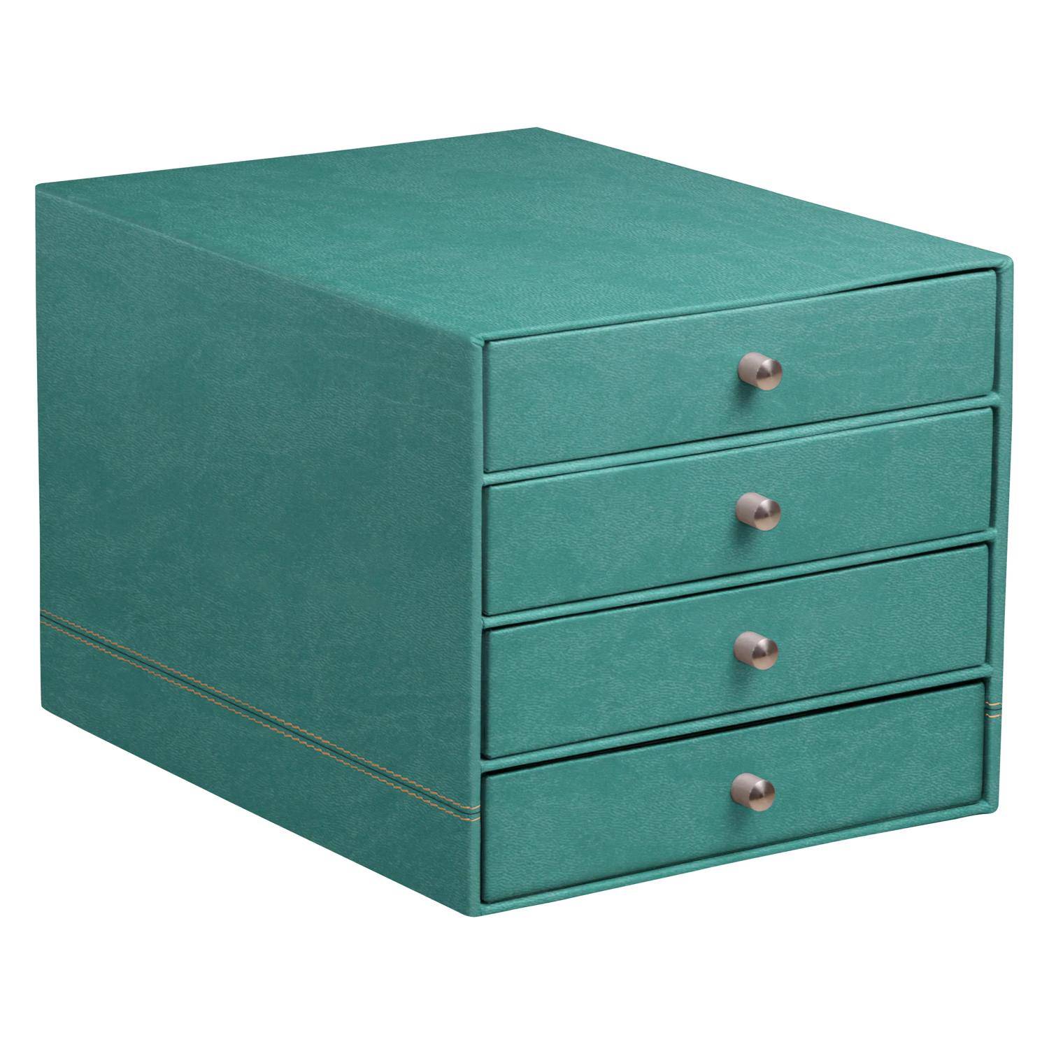 Rhodia Schubladenbox mit 4 Laden Kunstleder 24,8x32 ,7x22,8cm Wassergrün 194579C