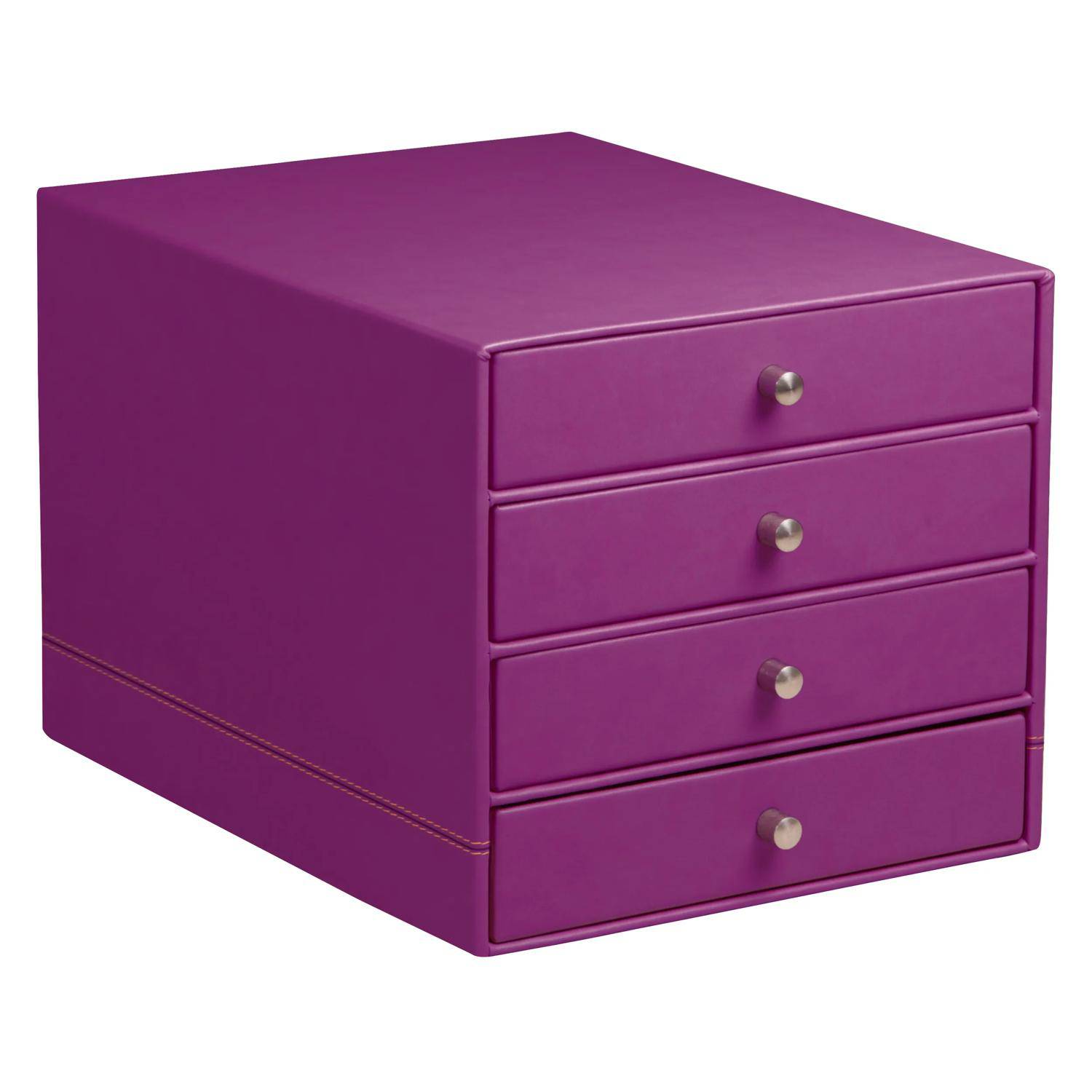Rhodia Schubladenbox mit 4 Laden Kunstleder 24,8x32 ,7x22,8cm Violett 318960C