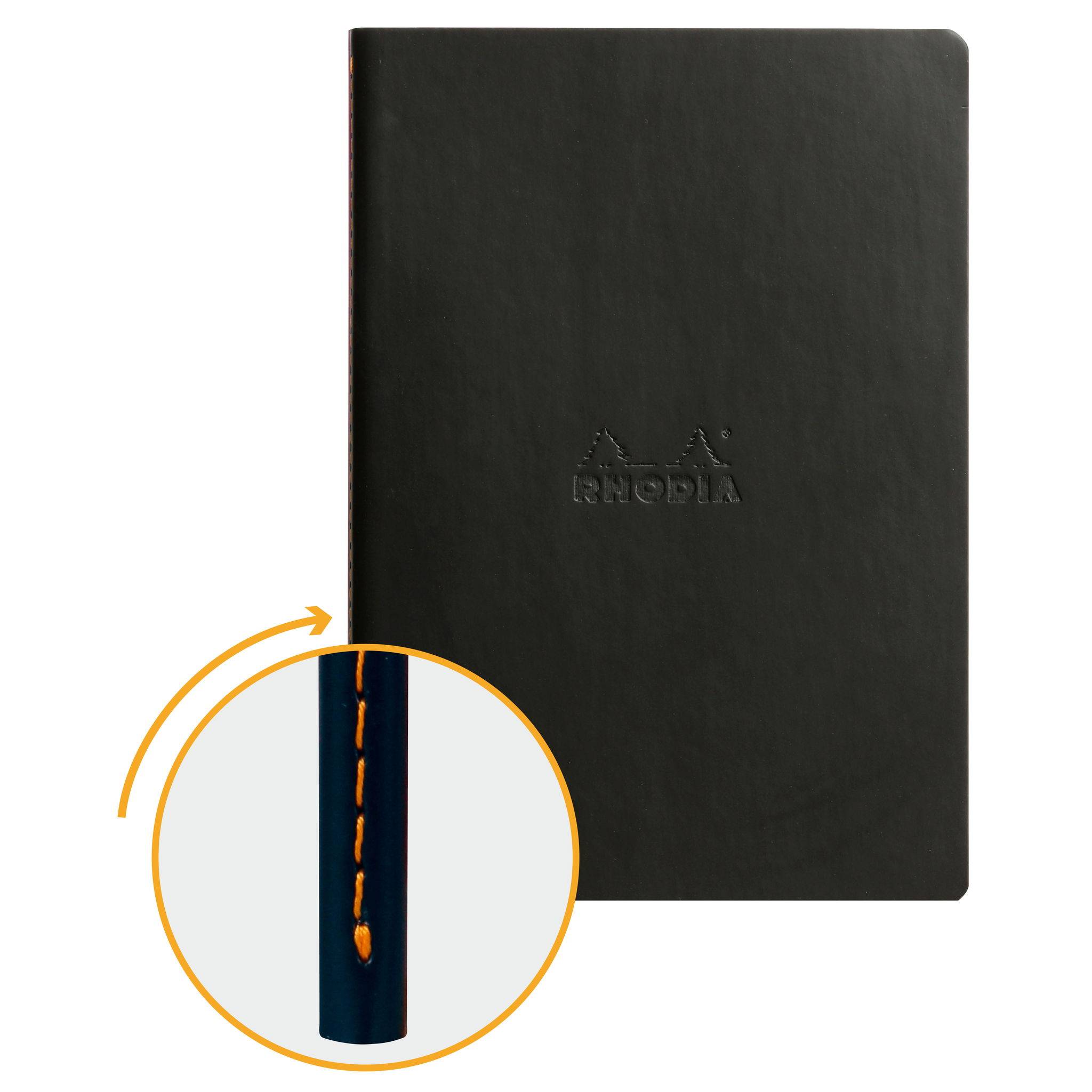 Rhodia Notizheft A5, 32 Bl liniert, Papier 90g elfenbein Schwarz 116402C