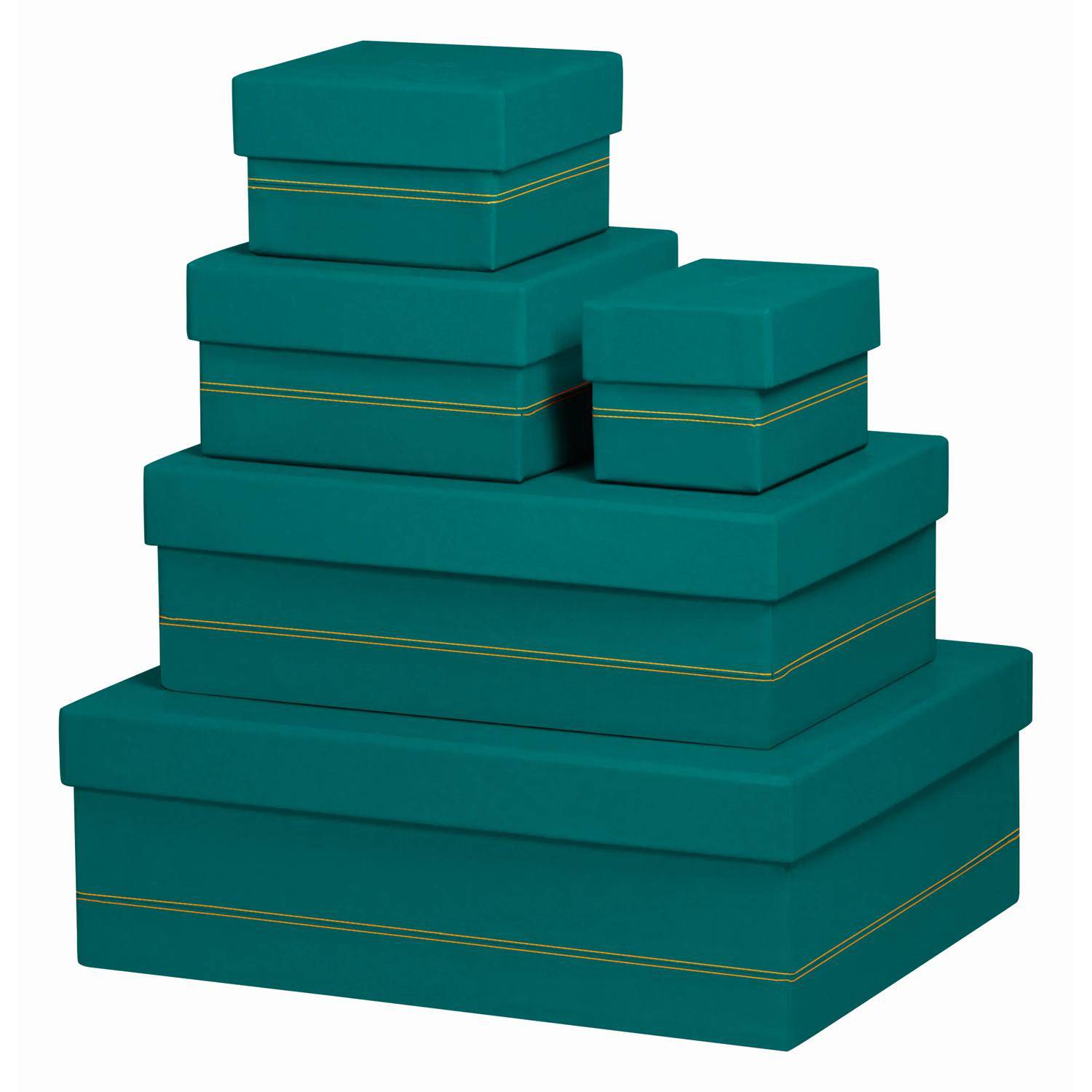 Rhodia Set mit 5 Boxen aus Kunstleder 44x34x16cm - Pfaugrün 194566C