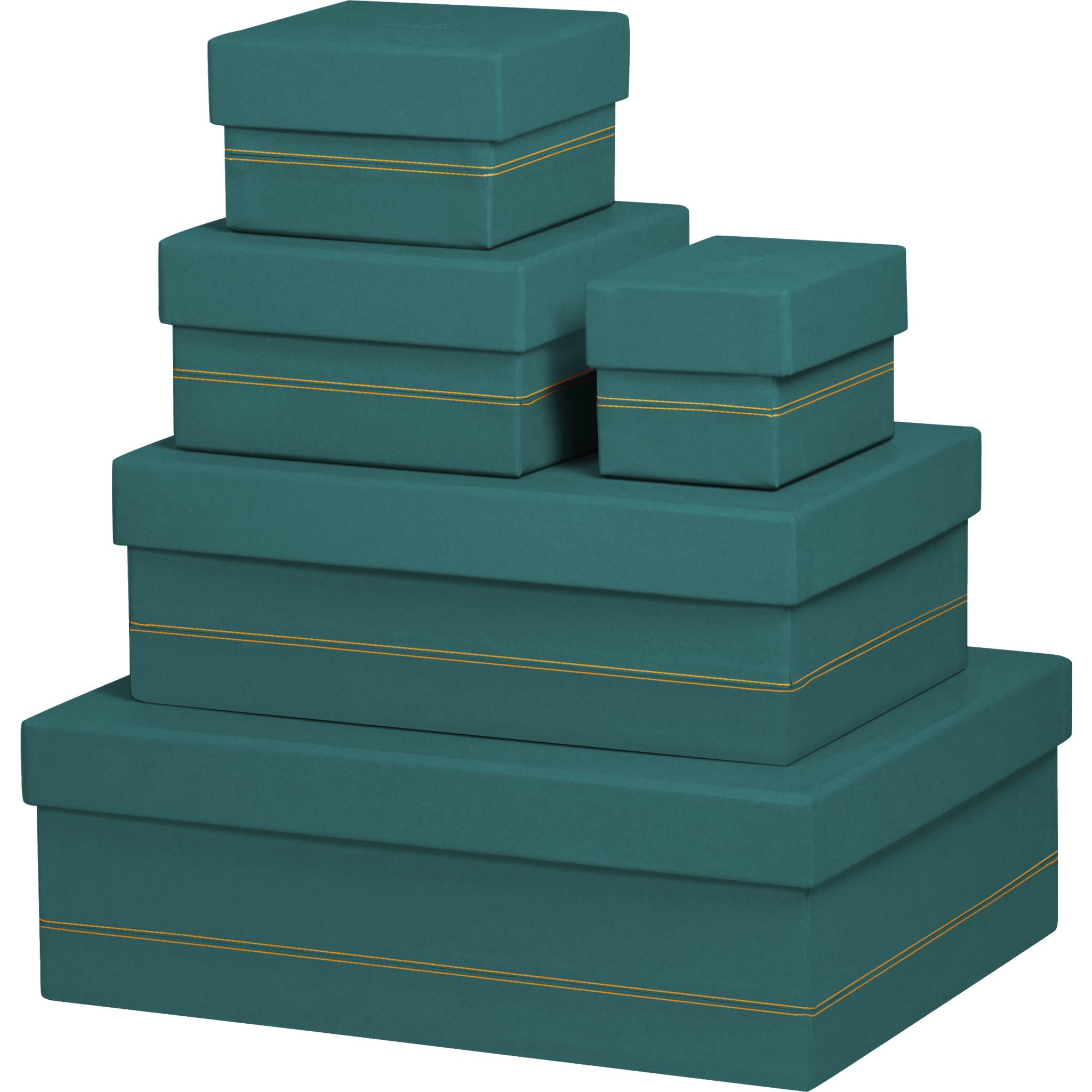 Rhodia Set mit 5 Boxen aus Kunstleder 44x34x16cm - Pfaugrün 194566C