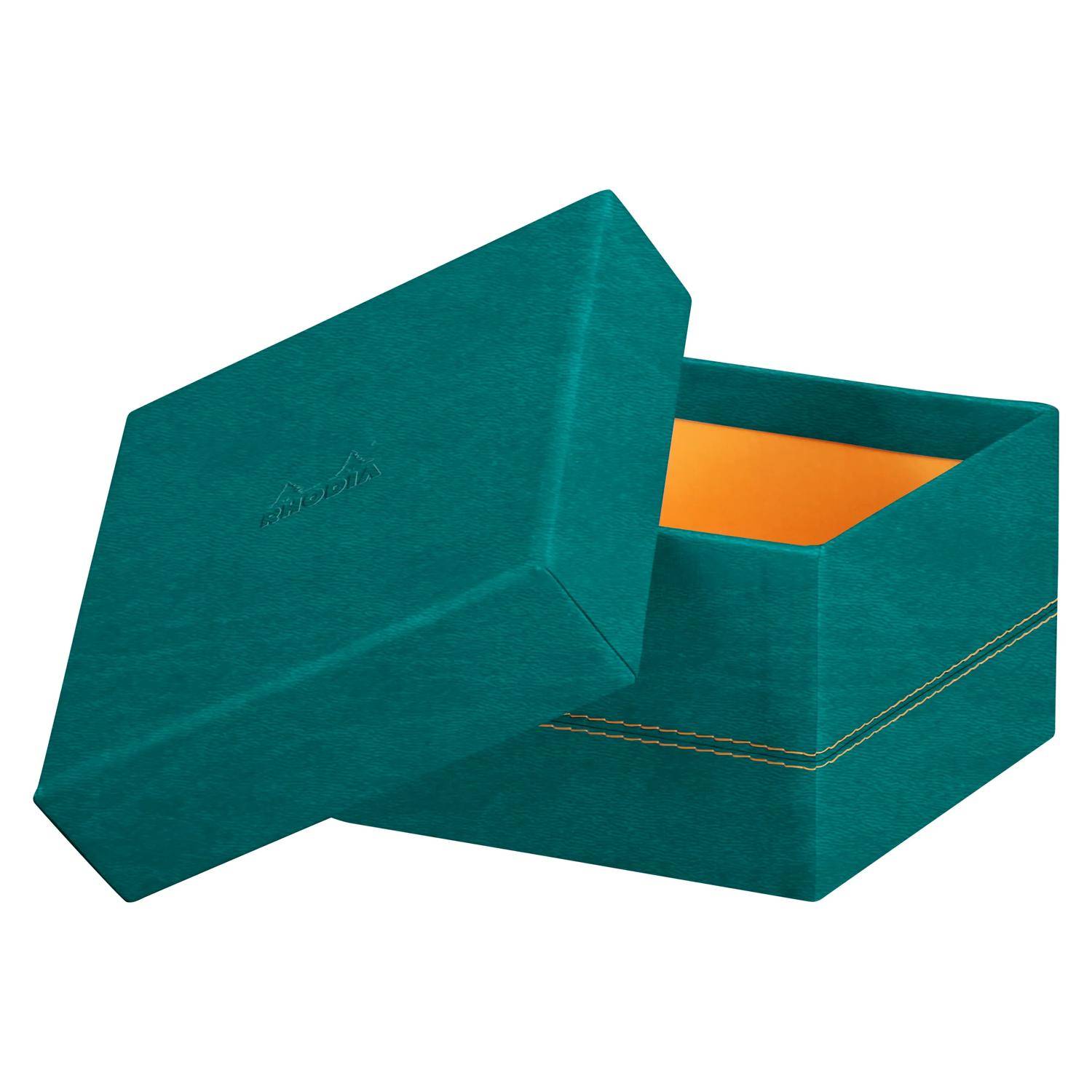 Rhodia Set mit 5 Boxen aus Kunstleder 44x34x16cm - Pfaugrün 194566C