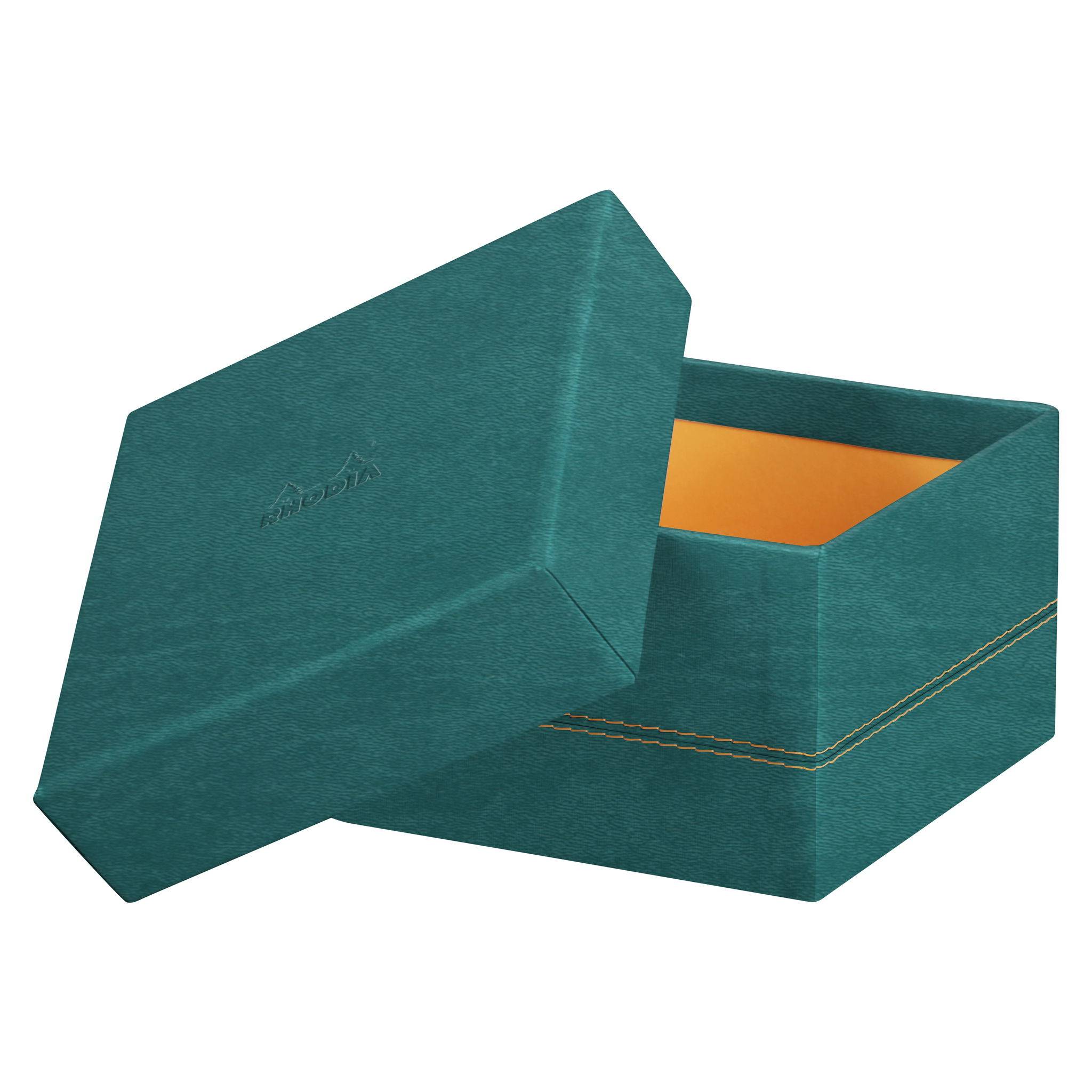 Rhodia Set mit 5 Boxen aus Kunstleder 44x34x16cm - Pfaugrün 194566C
