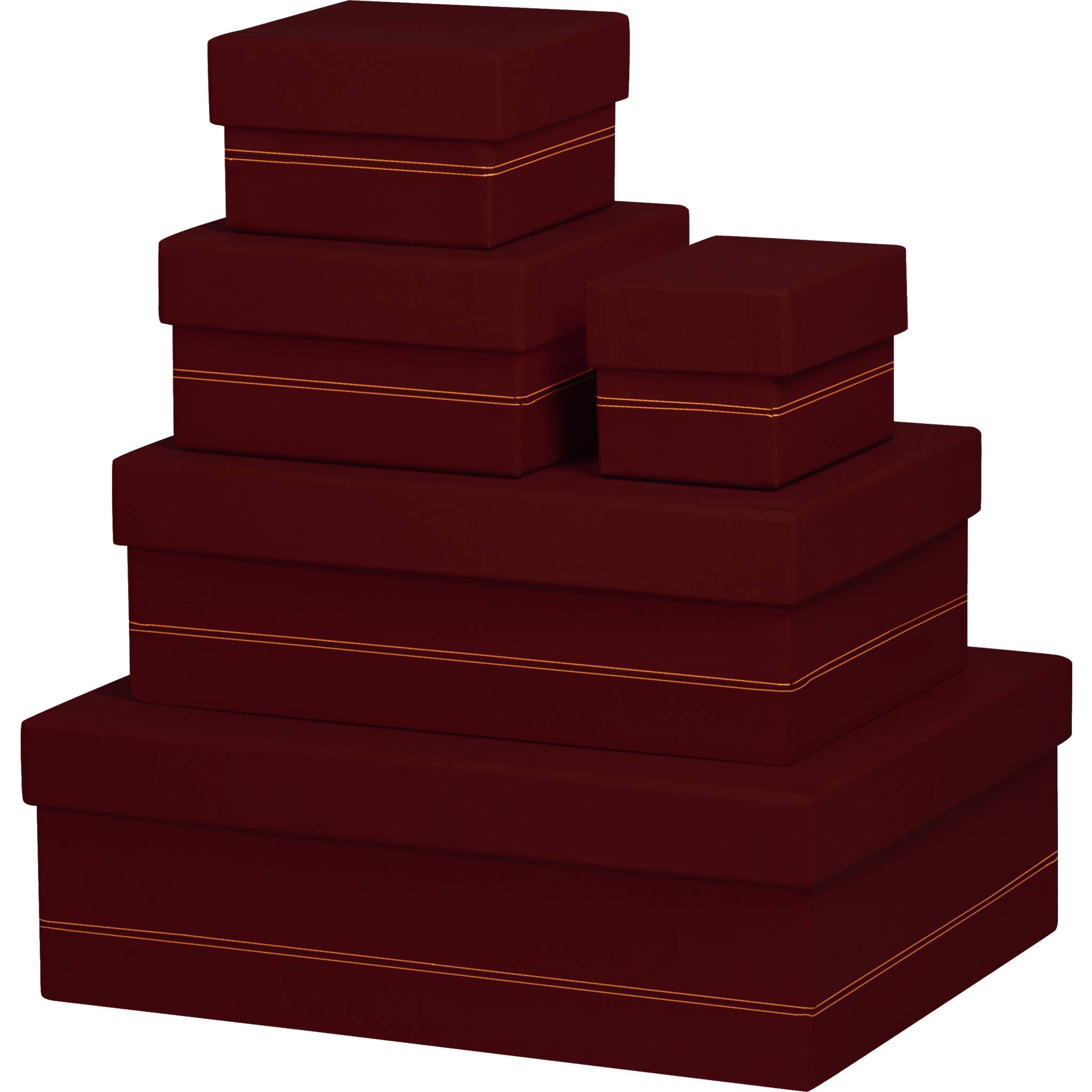Rhodia Set mit 5 Boxen aus Kunstleder 44x34x16cm - Weinrot 194560C