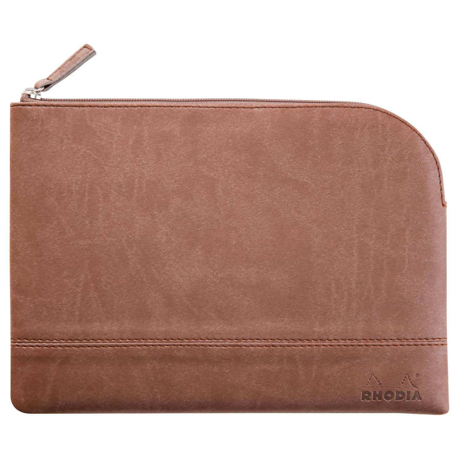 Rhodia Etui Kunstleder Reißverschluss, 16x22 cm Schokoladenbraun 116624C