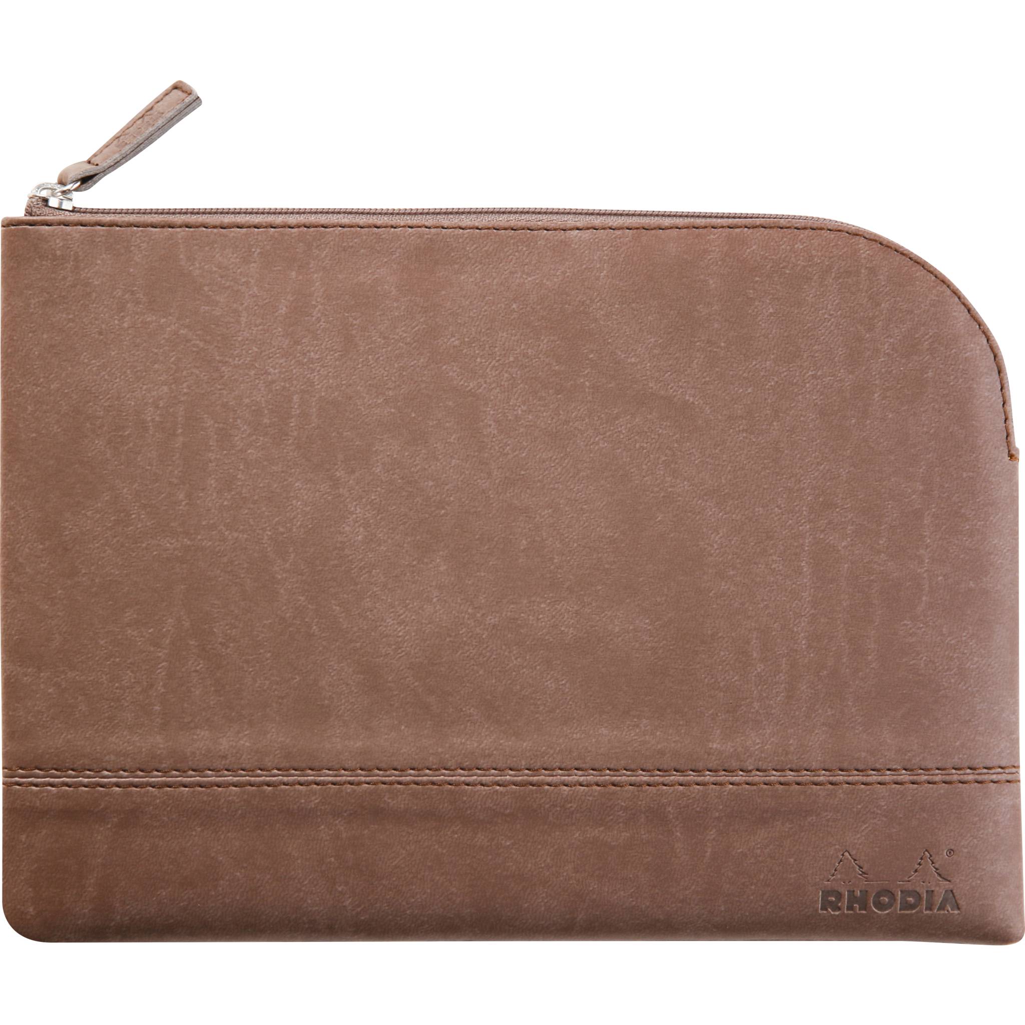 Rhodia Etui Kunstleder Reißverschluss, 16x22 cm Schokoladenbraun 116624C