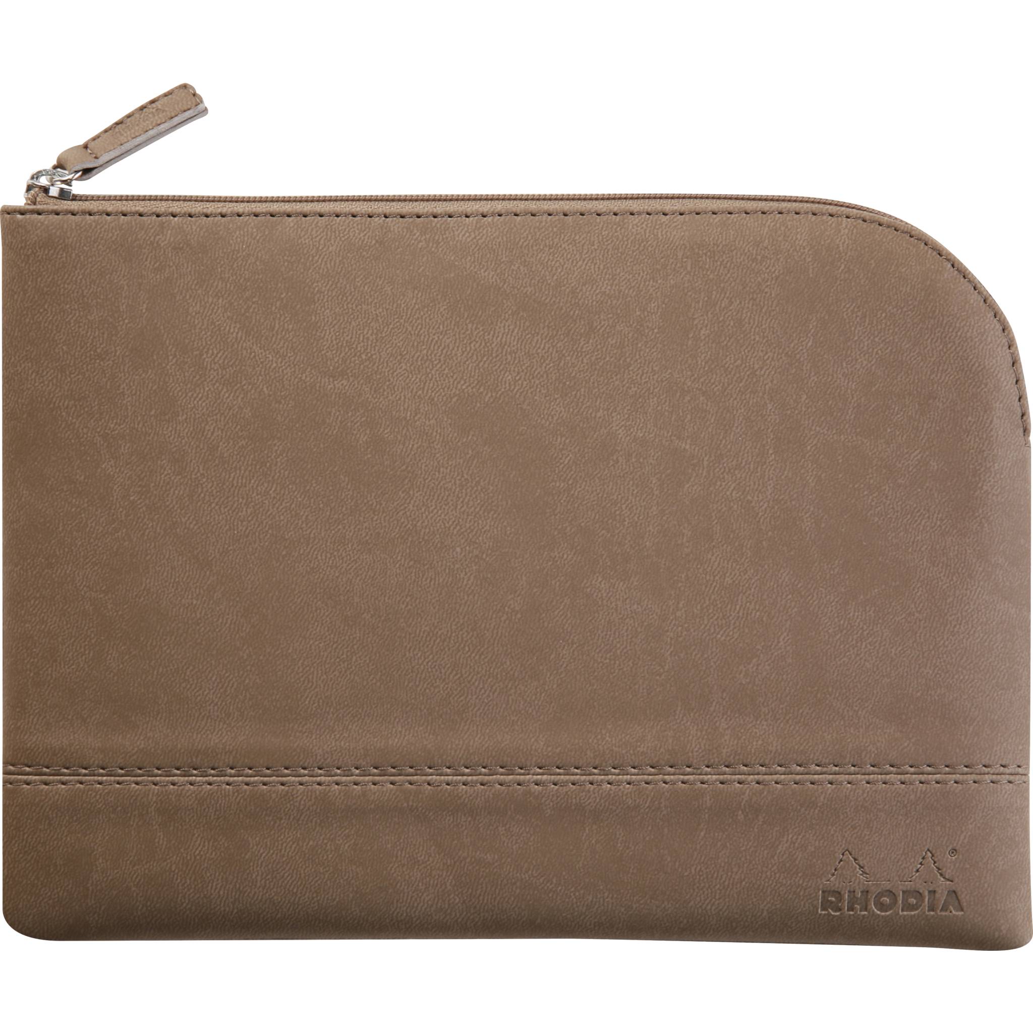 Rhodia Rhodiarama Etui aus Kunstleder mit Reißverschluss, 16x22 cm Taupe 116625C