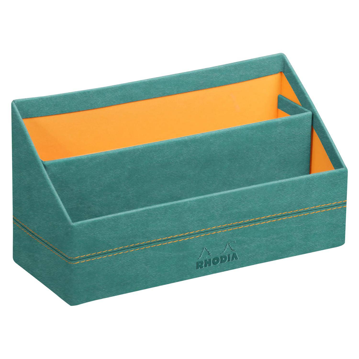 Rhodia Rhodiarama Briefständer aus Kunstleder, 25x10x14 cm - Wassergrün 194611C