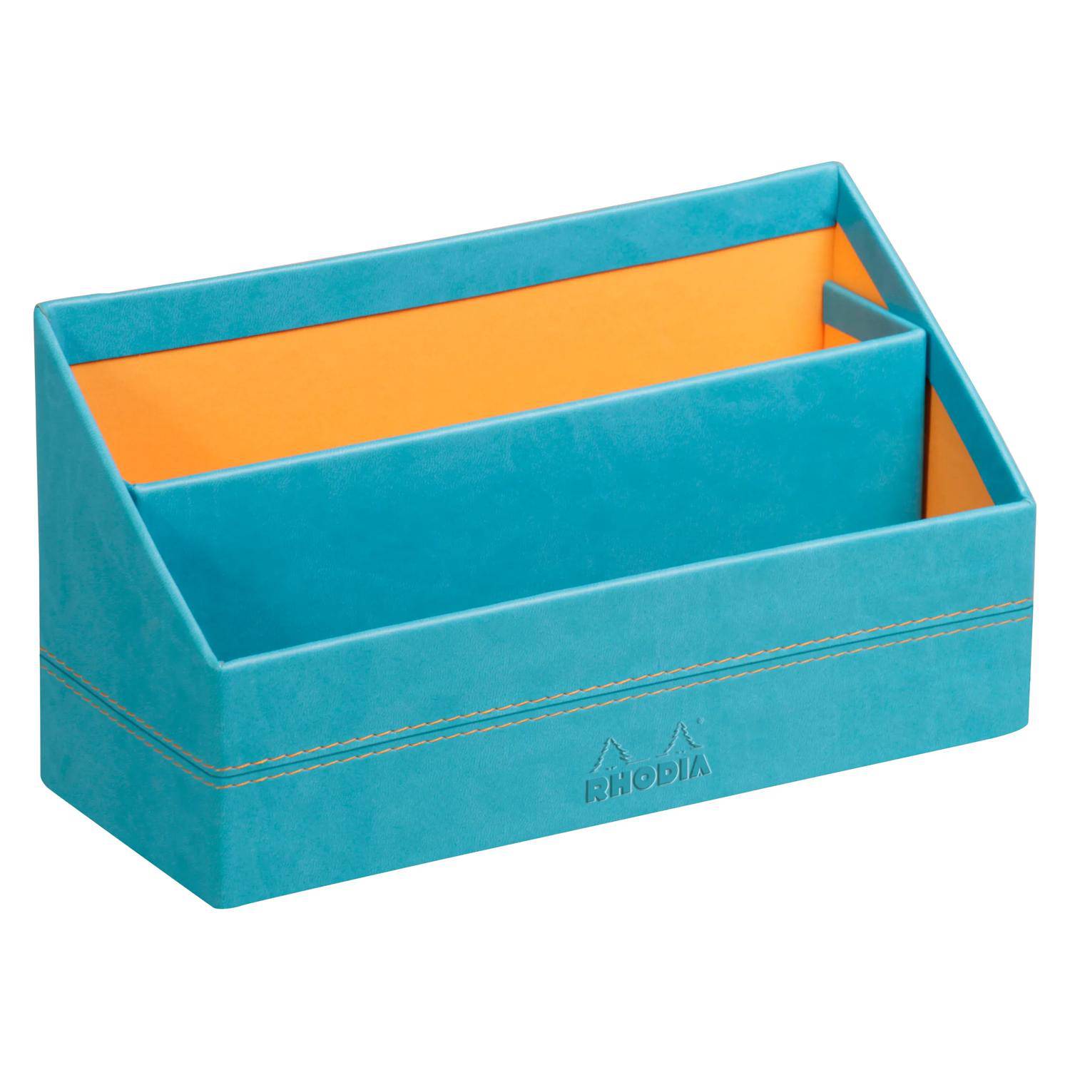 Rhodia Rhodiarama Briefständer aus Kunstleder, 25x10x14 cm - Türkis 318847C