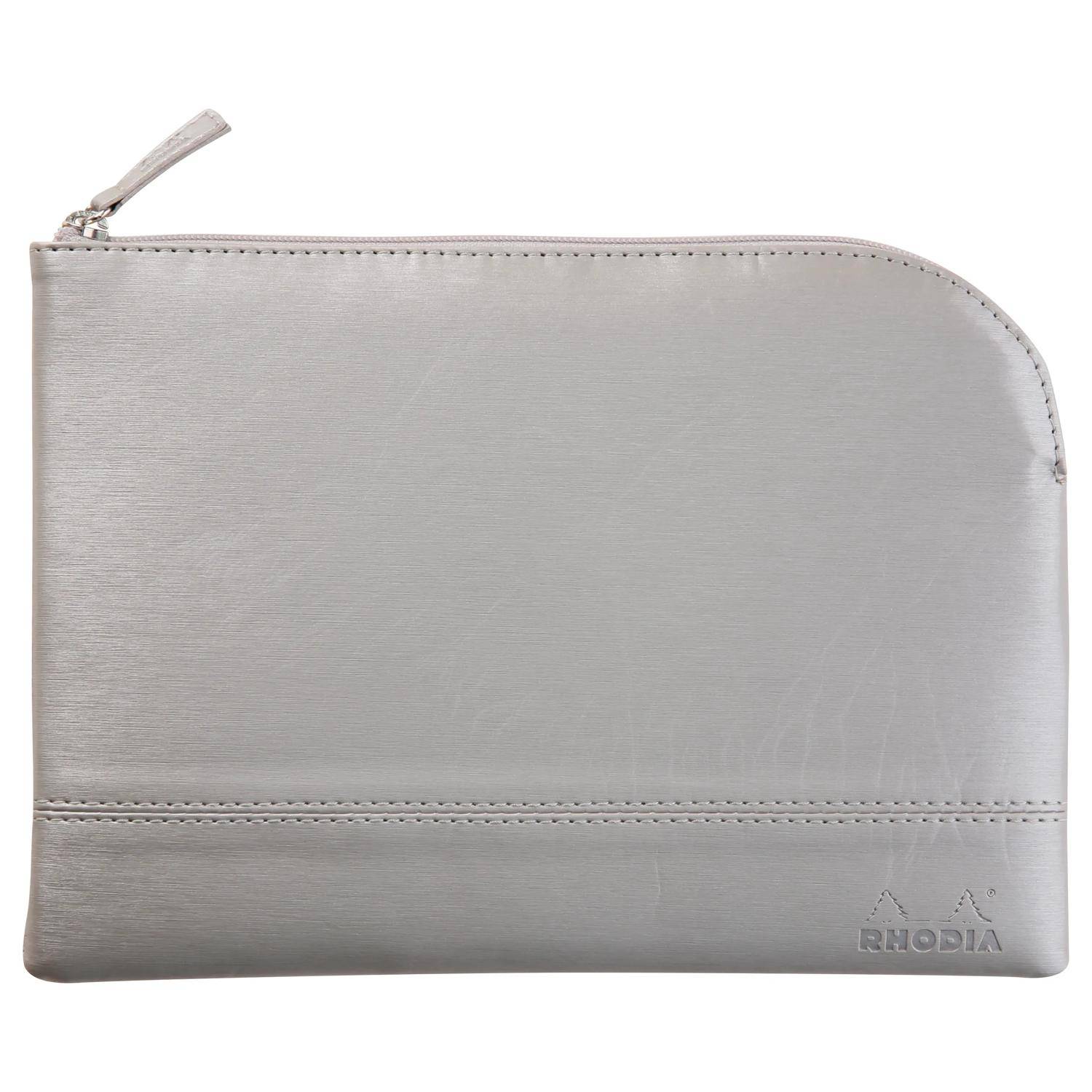 Rhodia Rhodiarama Etui aus Kunstleder Reißverschluss, 16x22 cm Silber 116621C