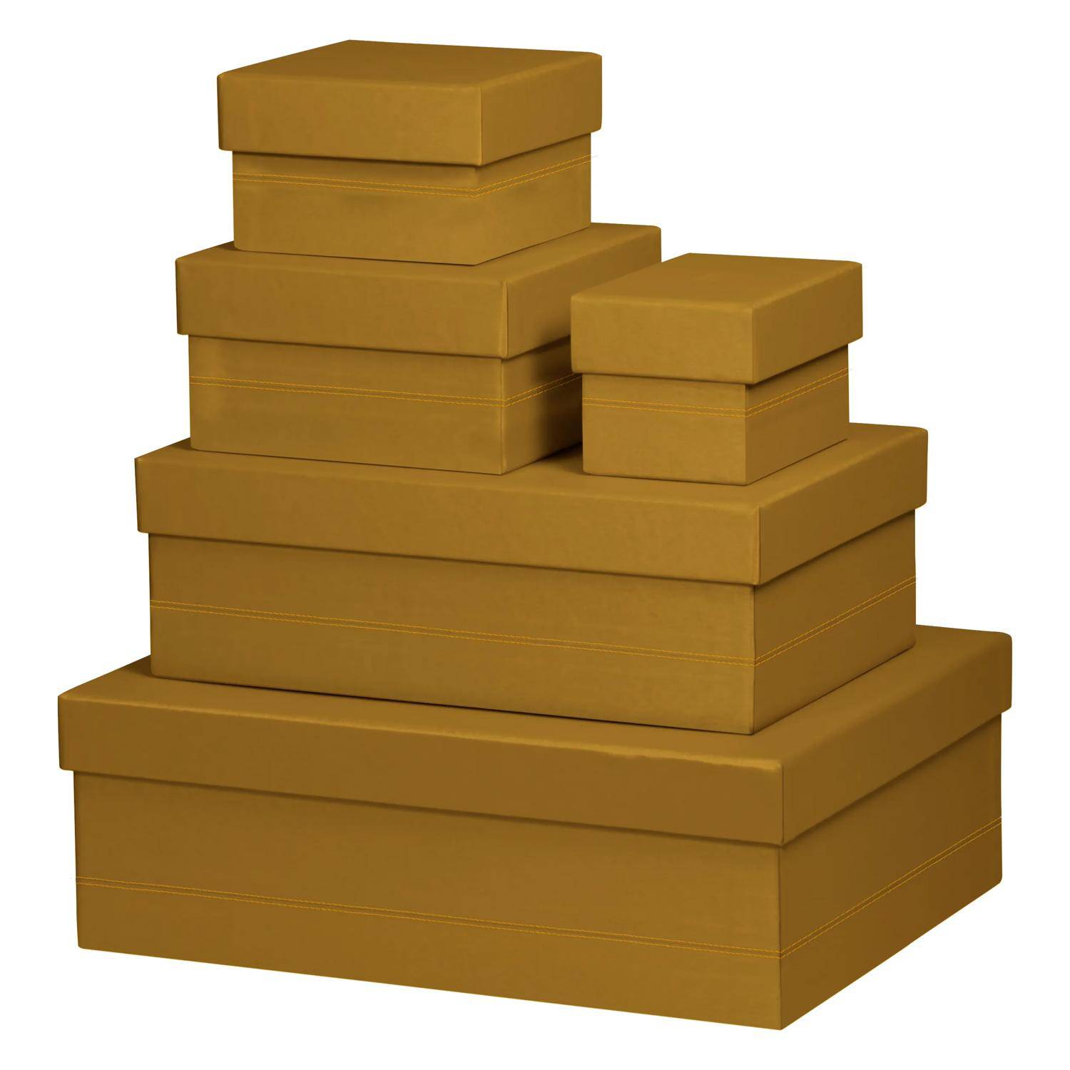 Rhodia Set 5 ineinander schachtelbaren Boxen Kunstleder, 44x34x16cm Gold 194553C