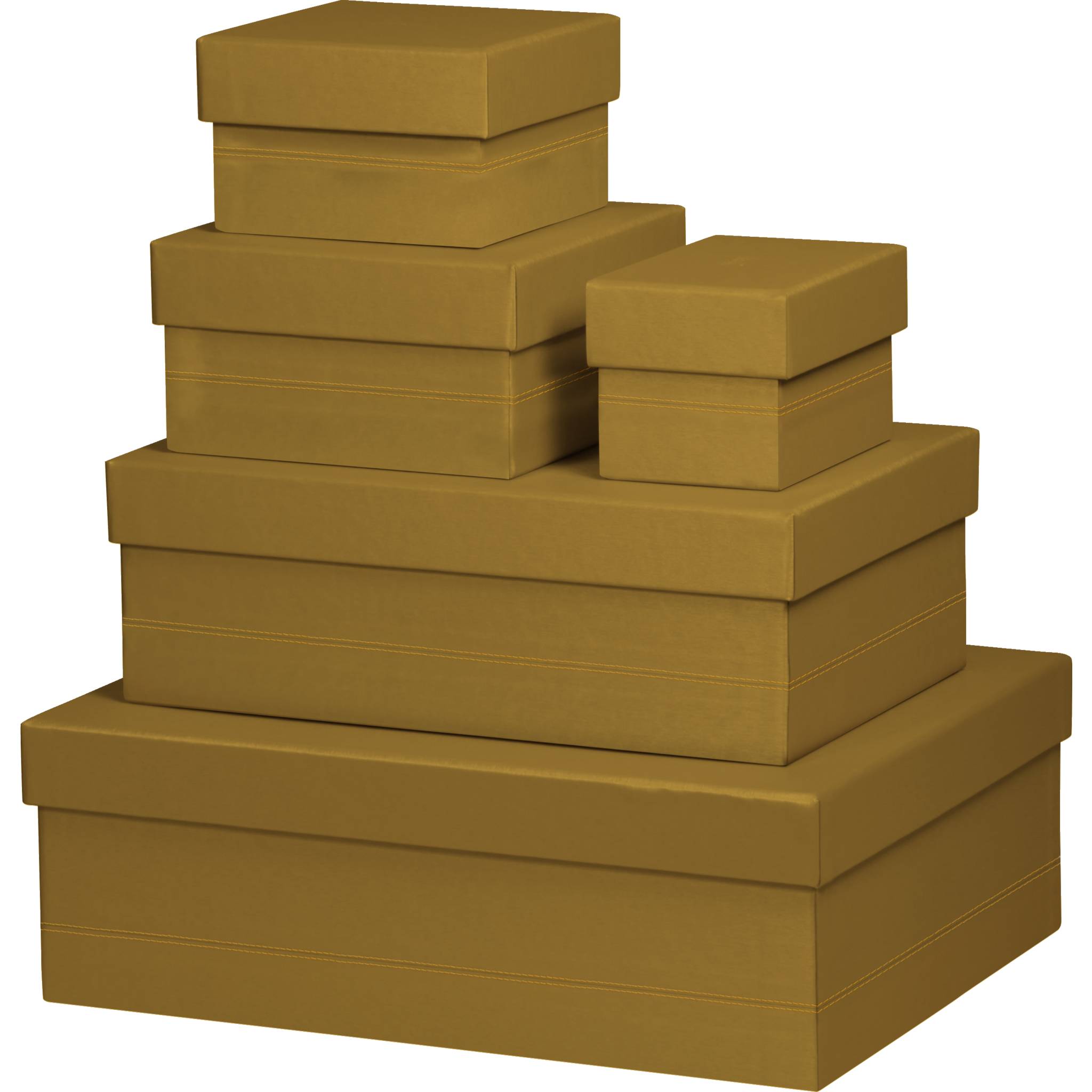 Rhodia Set 5 ineinander schachtelbaren Boxen Kunstleder, 44x34x16cm Gold 194553C