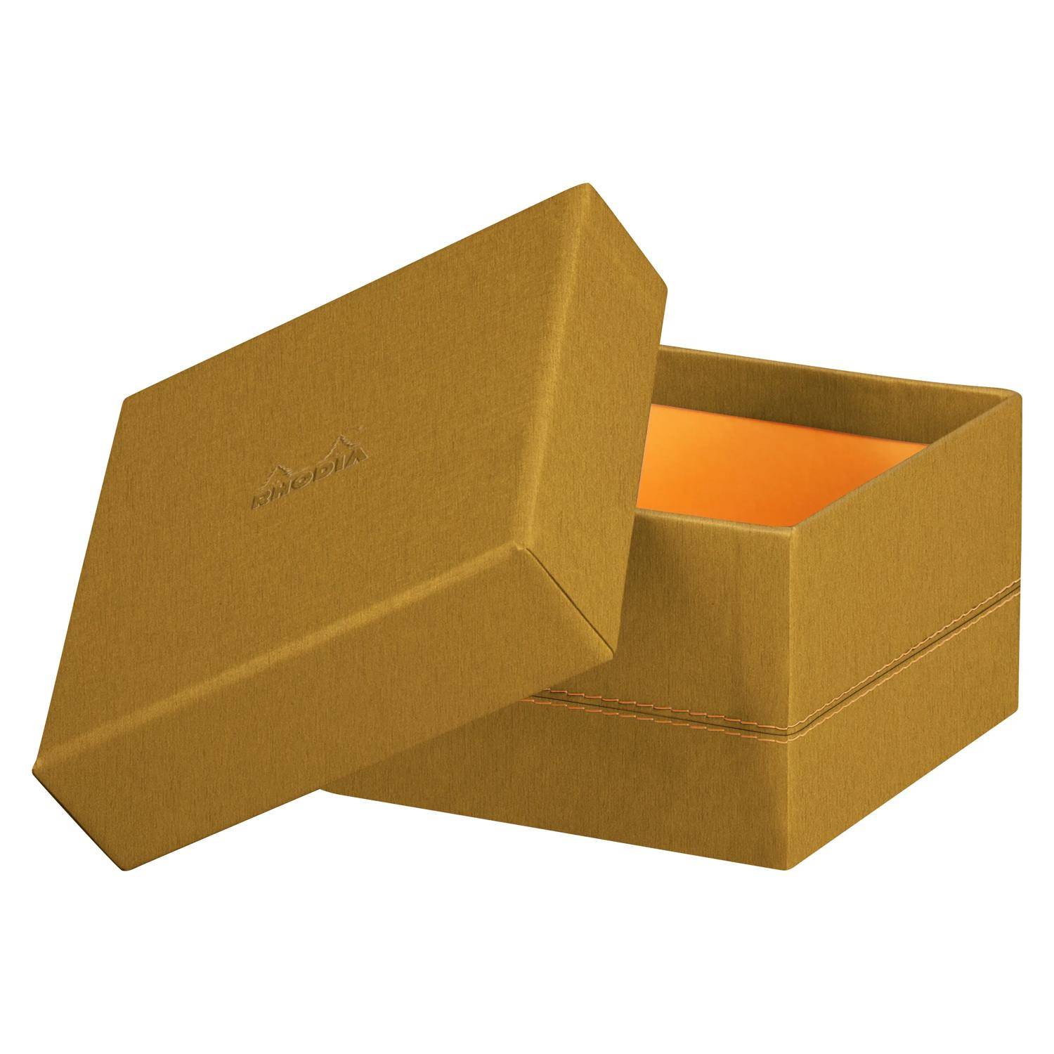 Rhodia Set 5 ineinander schachtelbaren Boxen Kunstleder, 44x34x16cm Gold 194553C
