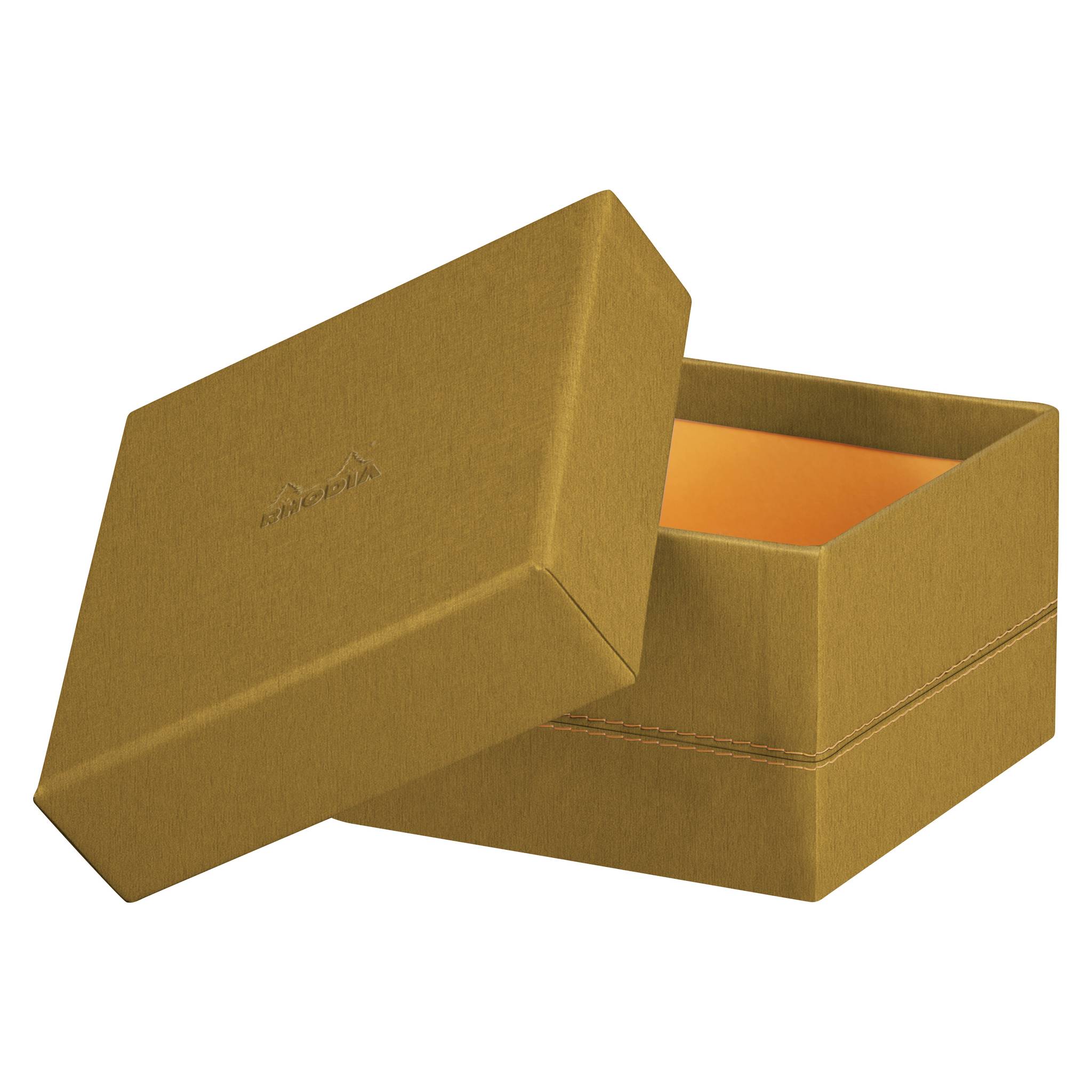 Rhodia Set 5 ineinander schachtelbaren Boxen Kunstleder, 44x34x16cm Gold 194553C