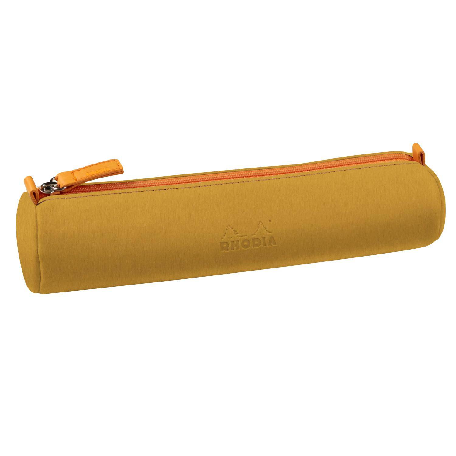 Rhodia rundes Schlampermäppchen italienischem Kunstleder, 5x21,5 cm Gold 319043C