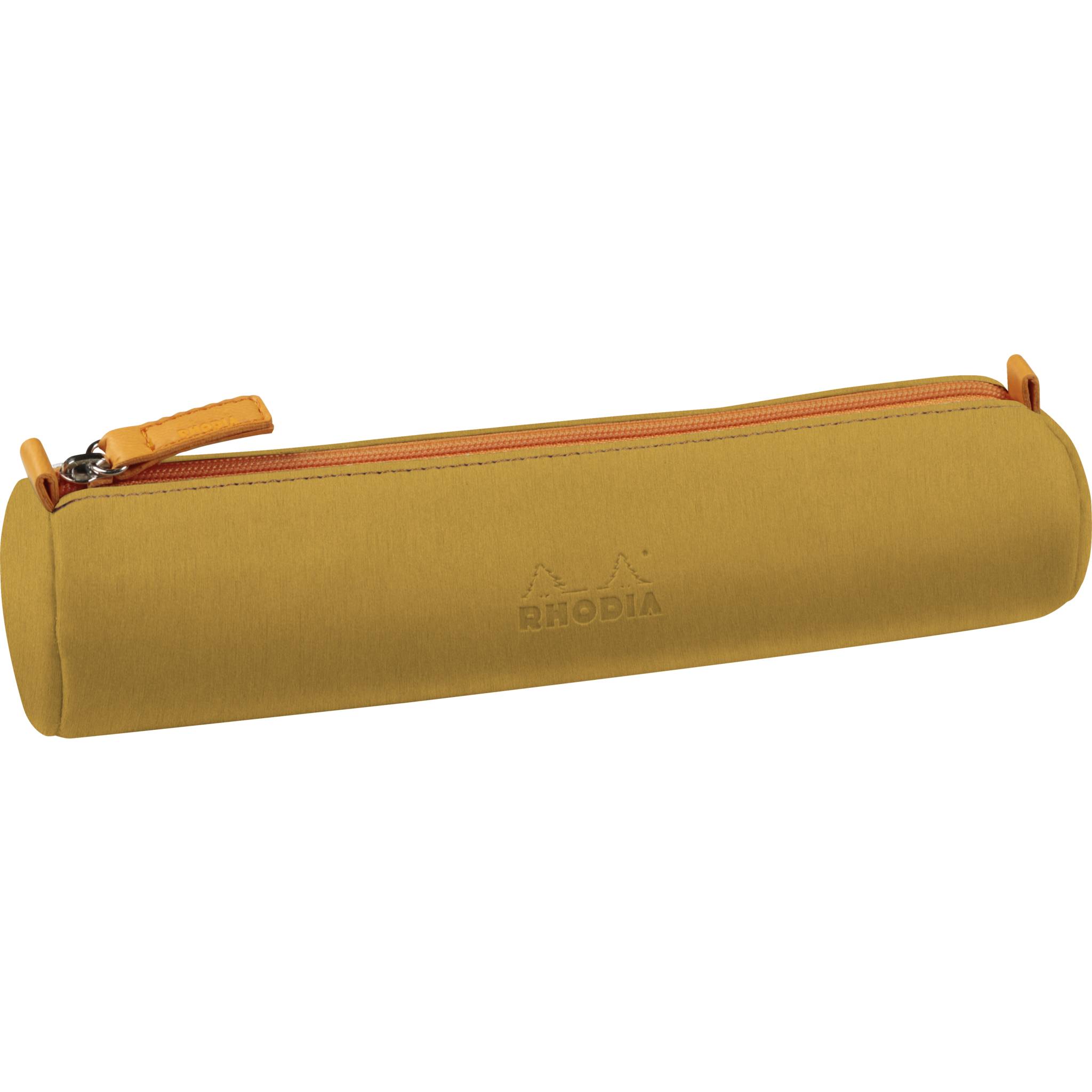 Rhodia rundes Schlampermäppchen italienischem Kunstleder, 5x21,5 cm Gold 319043C