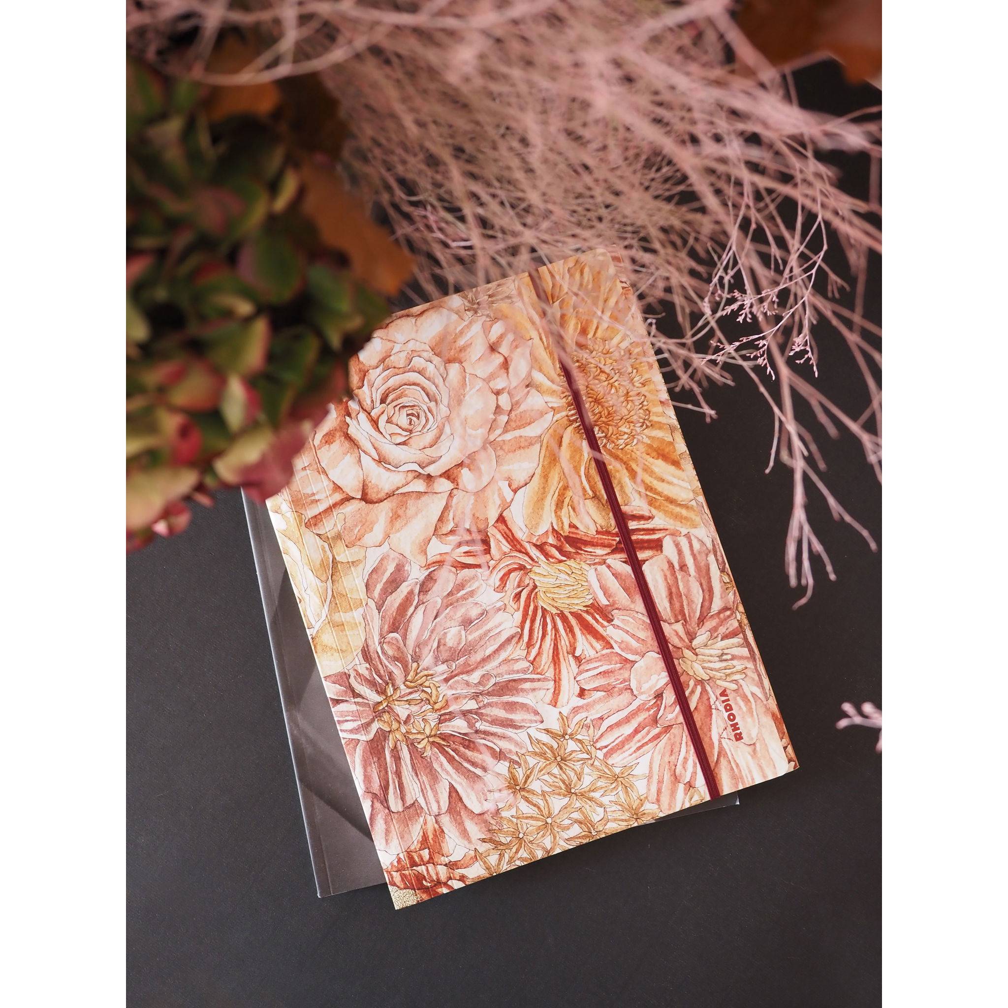 Rhodia Sammelmappe mit Gummizug 24x32 cm Soft Touch - Blumen 120026C
