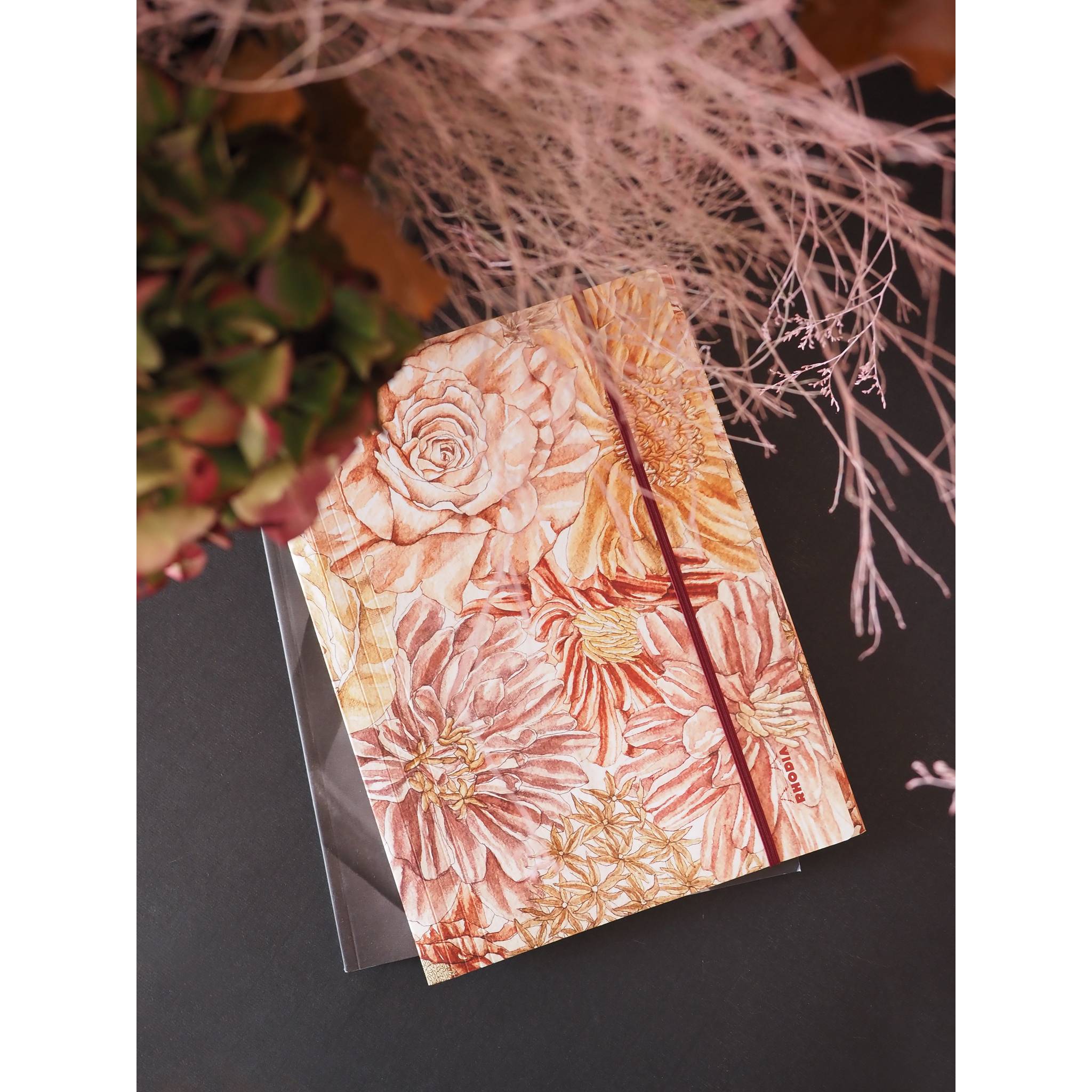 Rhodia Sammelmappe mit Gummizug 24x32 cm Soft Touch - Blumen 120026C