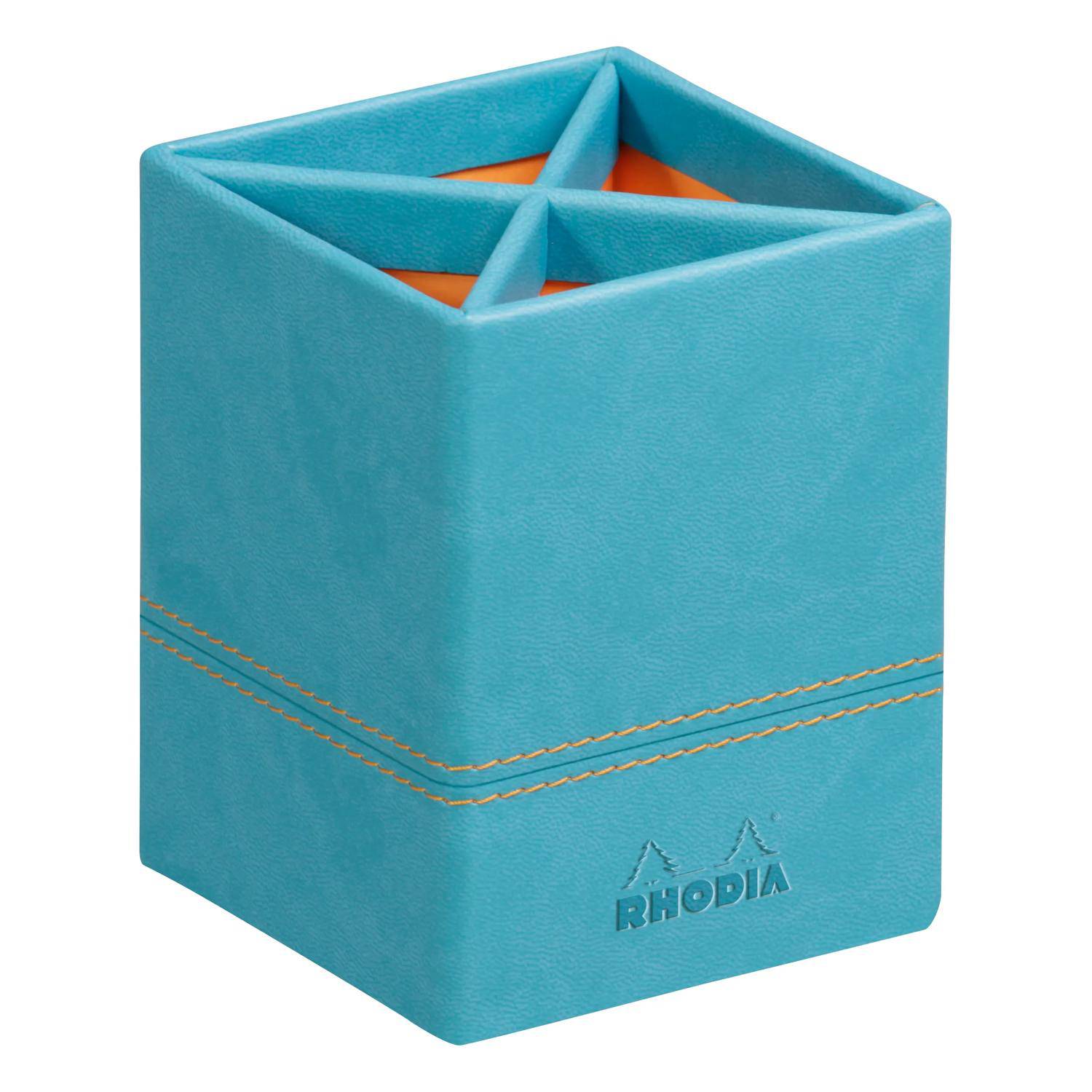 Rhodia Rhodiarama Stifteköcher aus Kunstleder, 8x8x11cm - Türkis 318817C