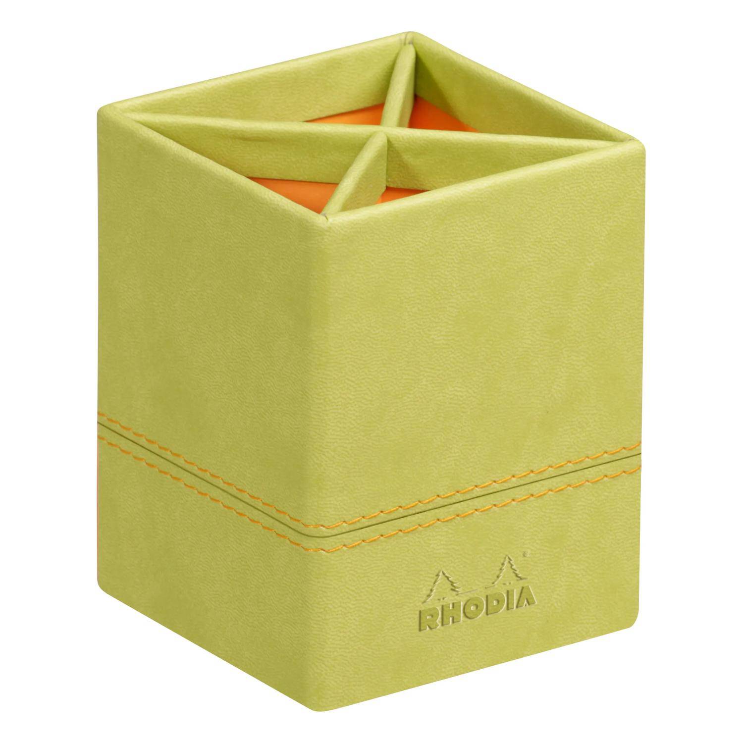 Rhodia Rhodiarama Stifteköcher aus Kunstleder, 8x8x11cm - Anisgrün 318816C