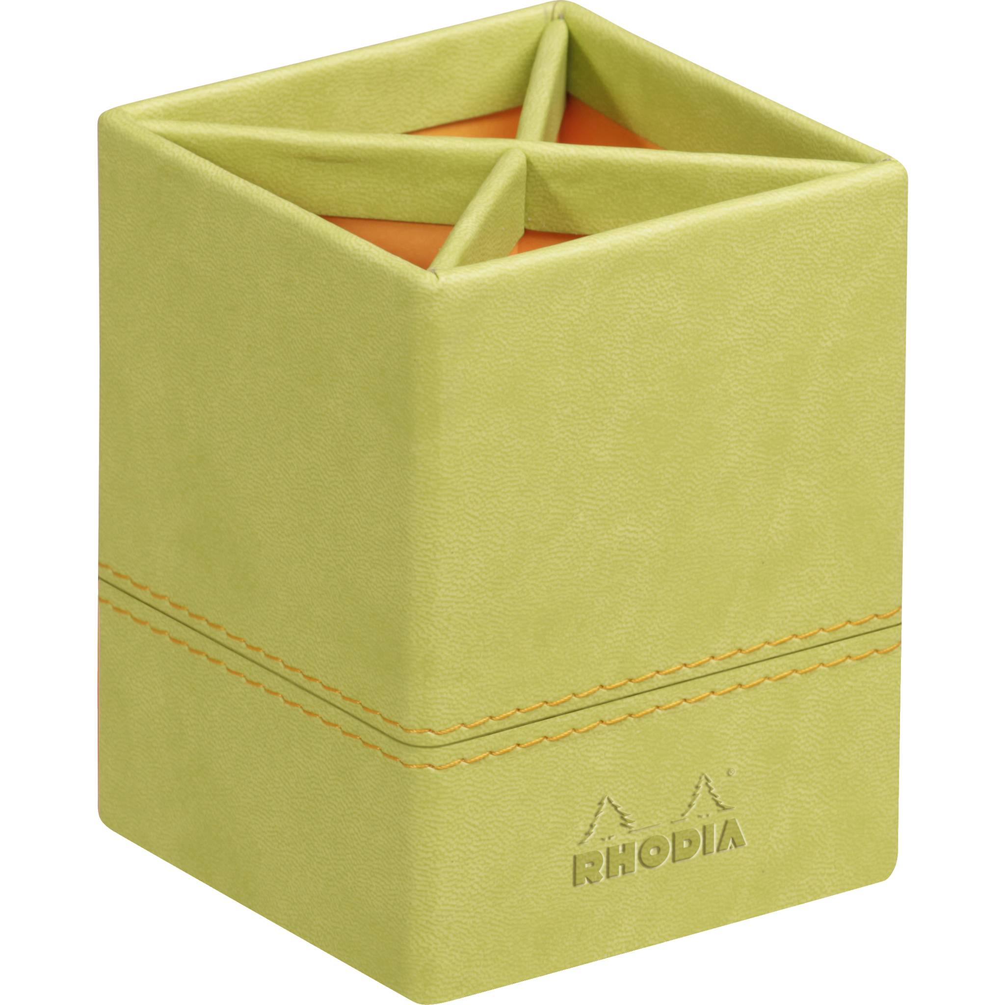 Rhodia Rhodiarama Stifteköcher aus Kunstleder, 8x8x11cm - Anisgrün 318816C
