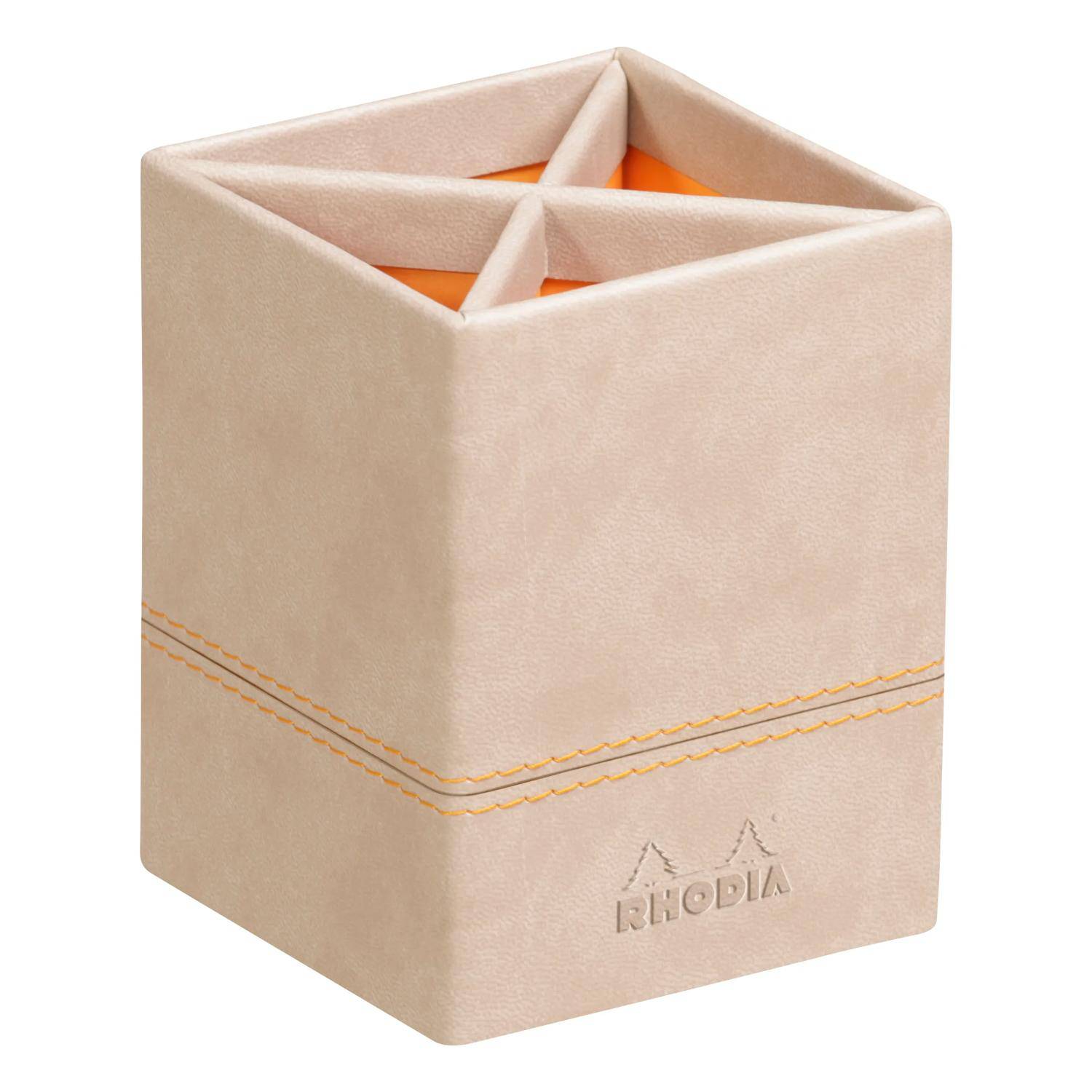 Rhodia Rhodiarama Stifteköcher aus Kunstleder, 8x8x11cm - Beige 318815C